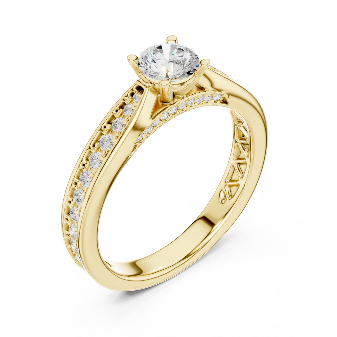 Gold Timeless Grace Solitaire Ring Right View