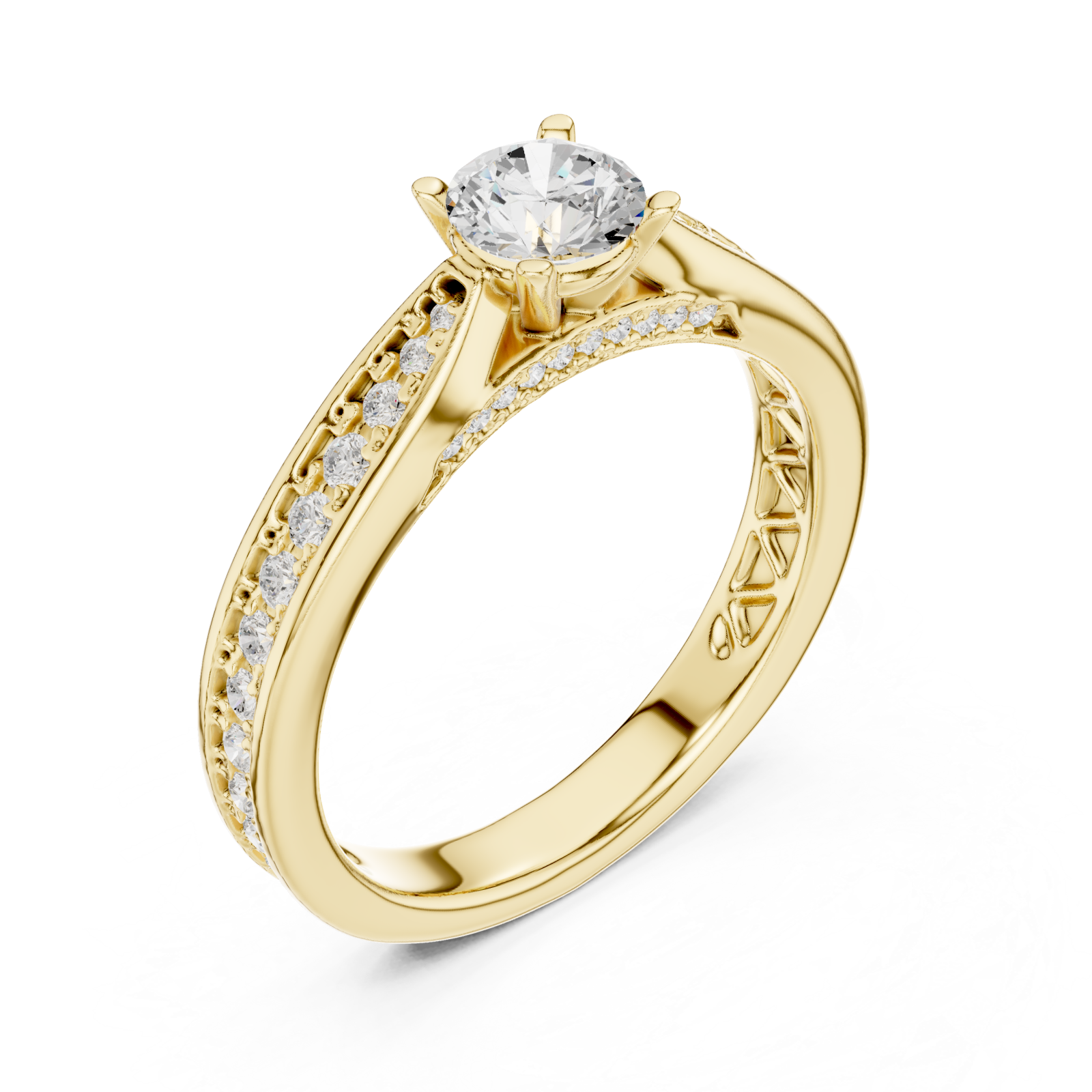 Gold Timeless Grace Solitaire Ring Right View