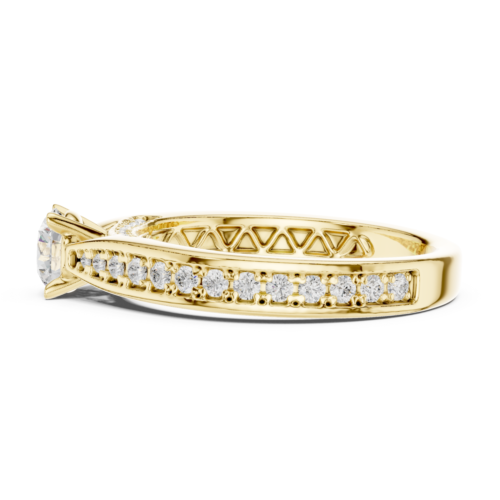  Gold Timeless Grace Solitaire Ring Side View