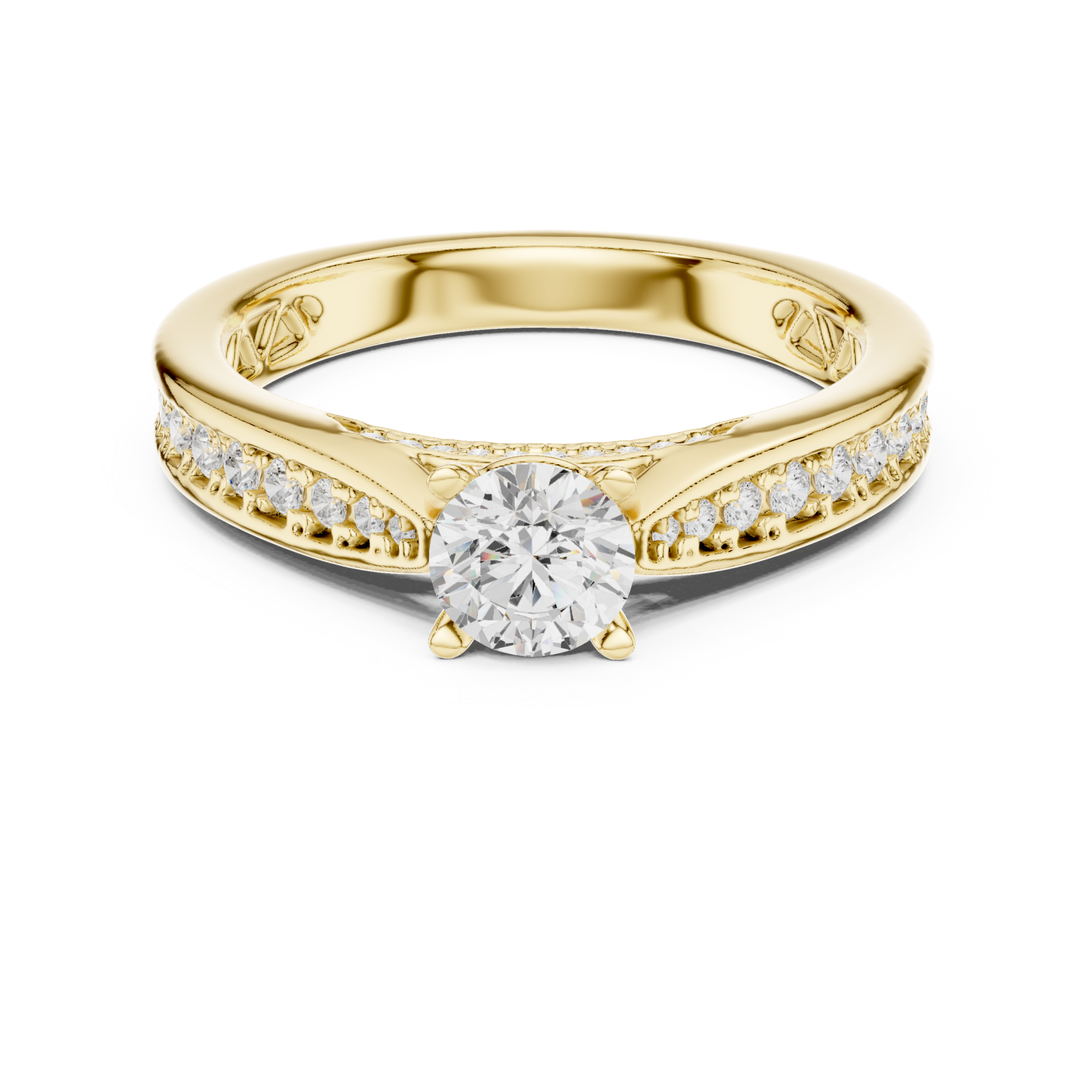 Gold Timeless Grace Solitaire Ring Front View