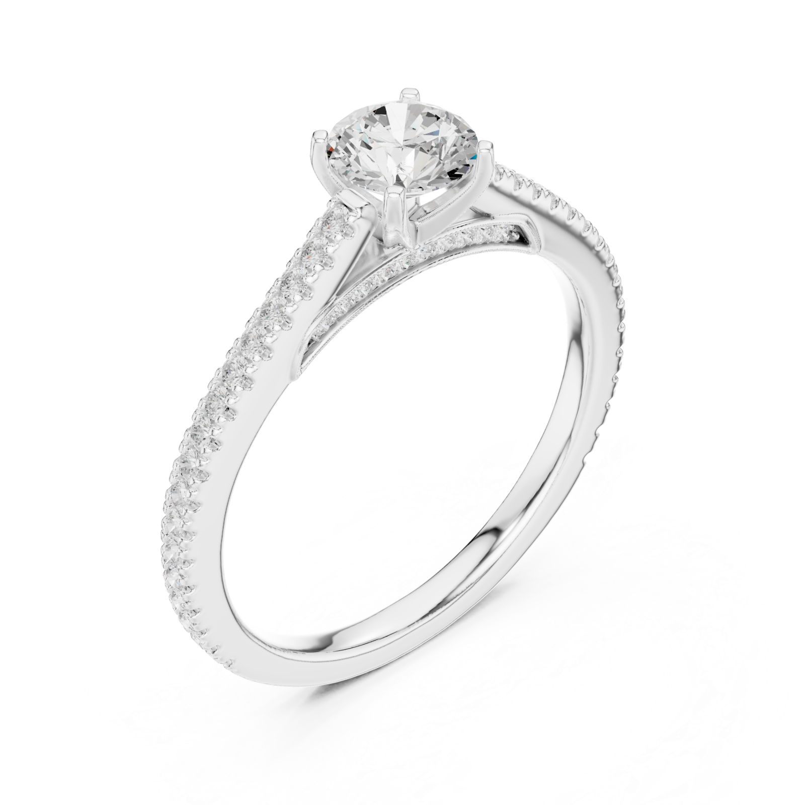  White Gold Graceful Unity Accent Solitaire Ring Right View