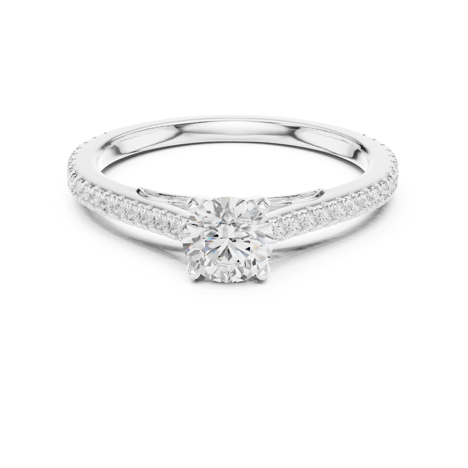  White Gold Graceful Unity Accent Solitaire Ring Front View