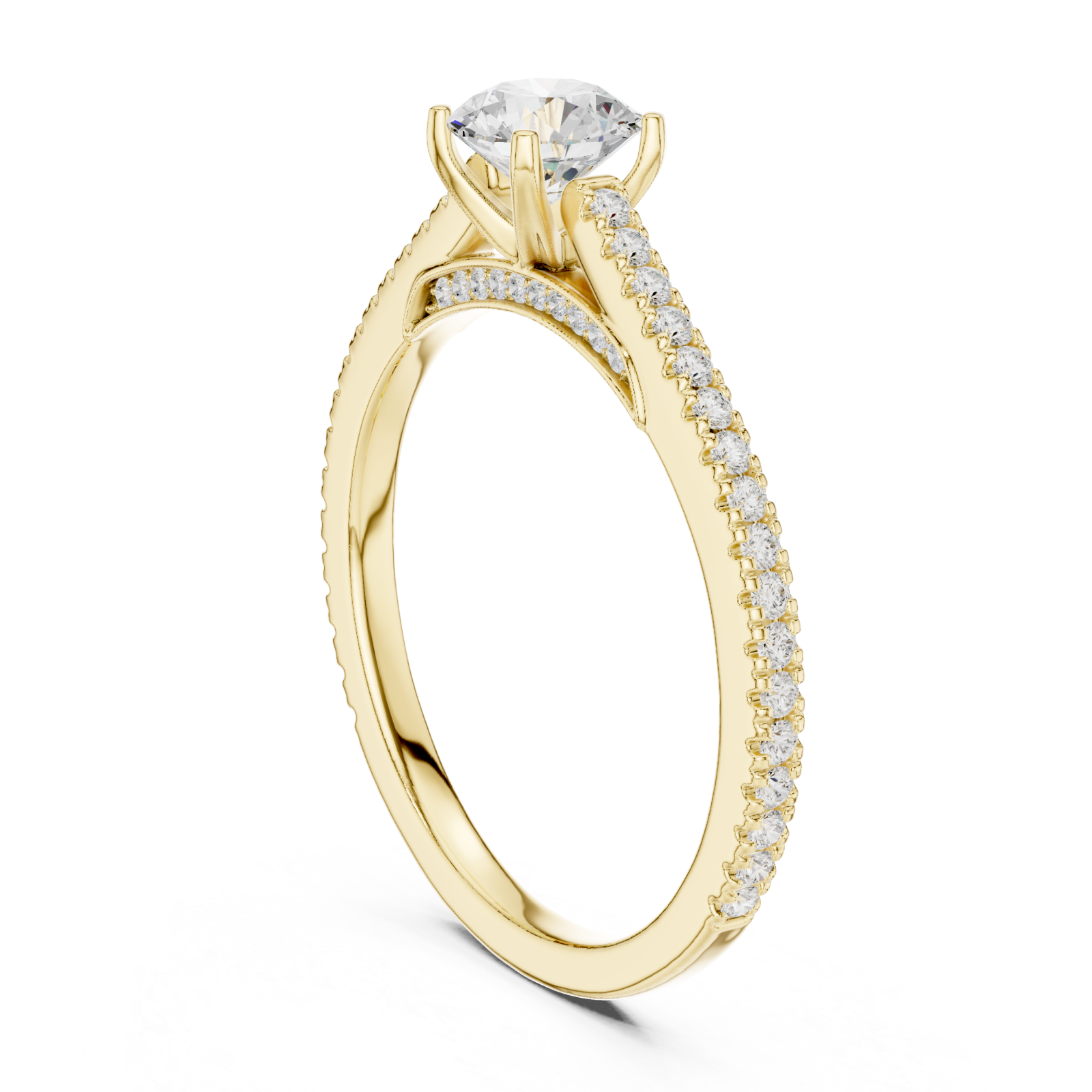  Gold Graceful Unity Accent Solitaire Ring Left View
