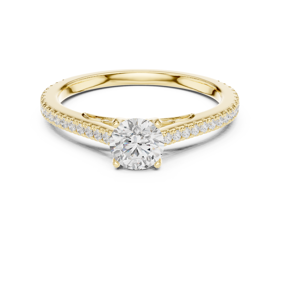 Gold Graceful Unity Accent Solitaire Ring Right View