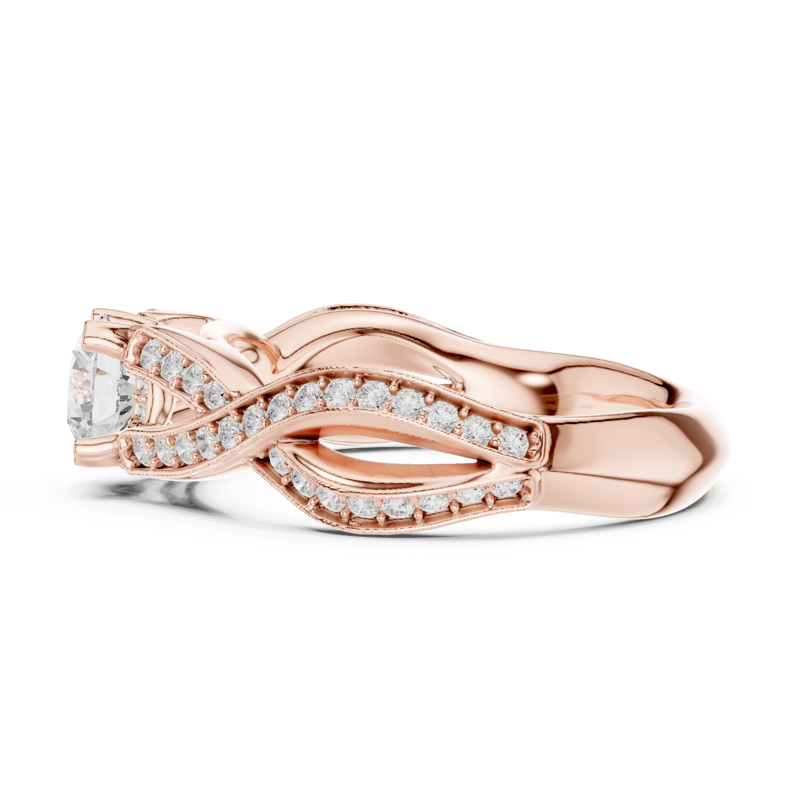  Rose Gold Celestial Garland Embrace Ring Side View
