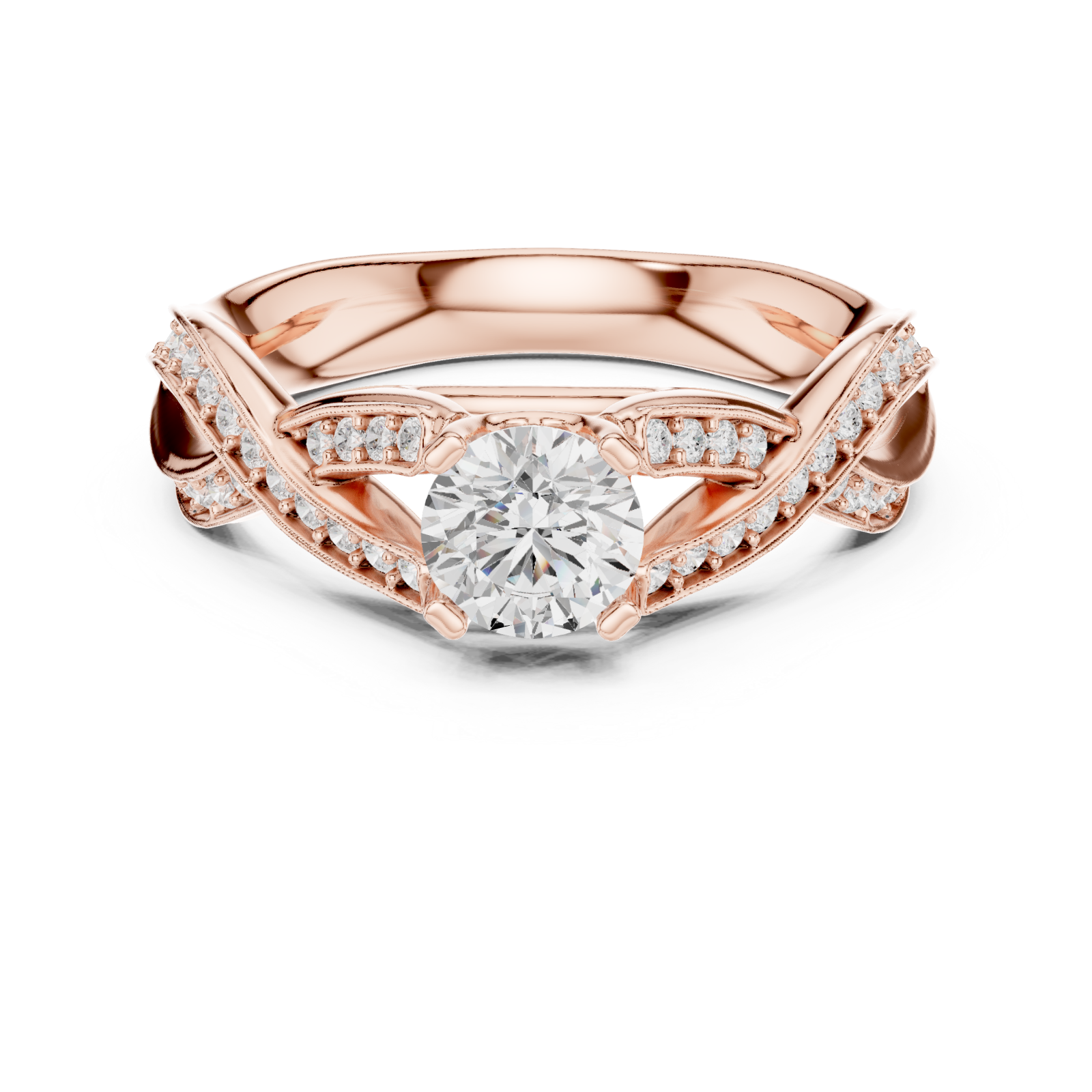  Rose Gold Celestial Garland Embrace Ring Front View