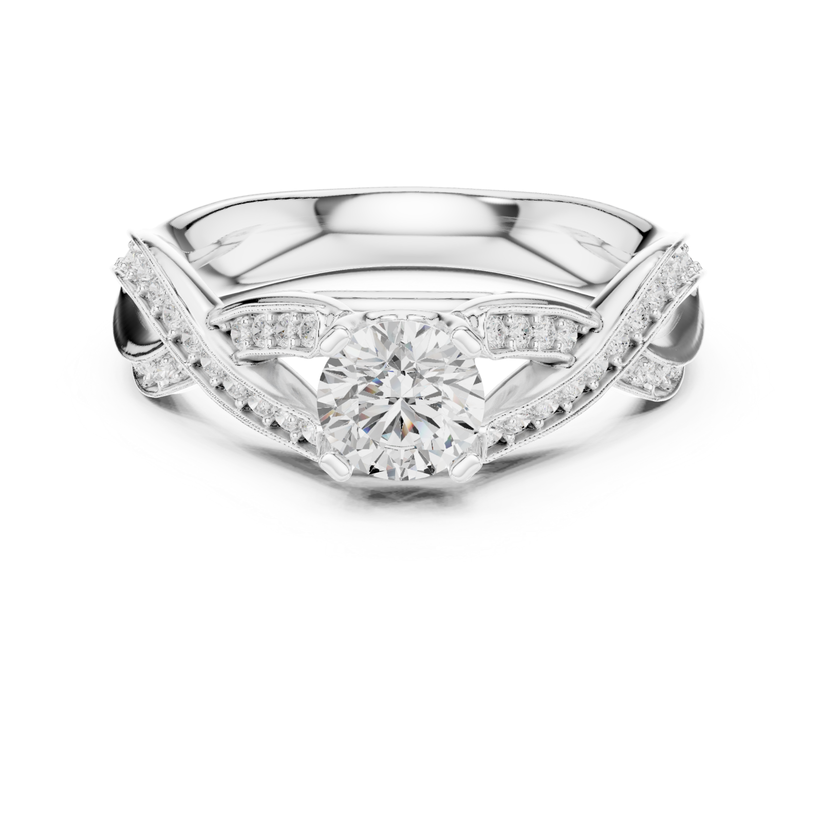  White Gold Celestial Garland Embrace Ring Front View