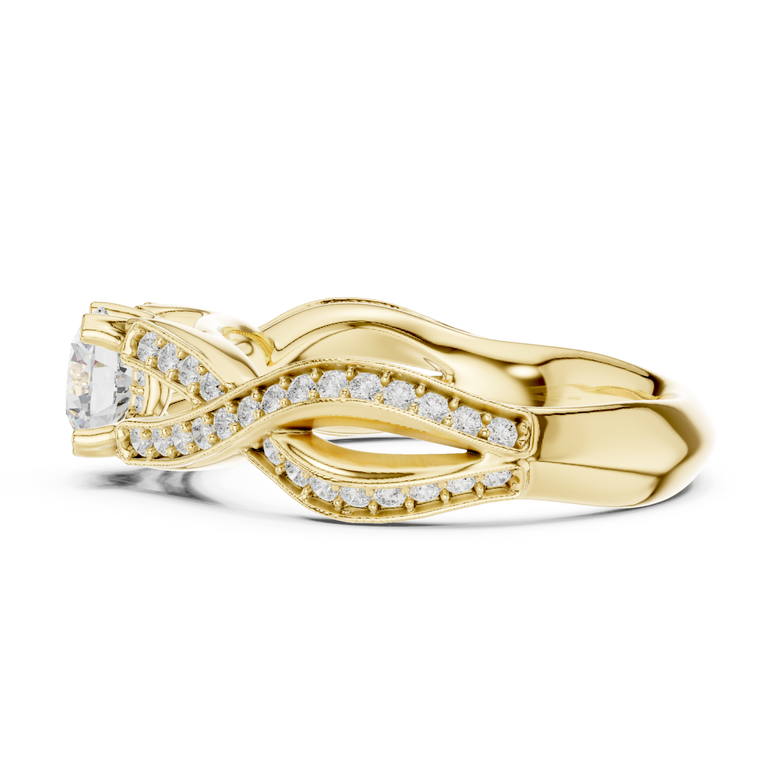  Gold Celestial Garland Embrace Ring Side View