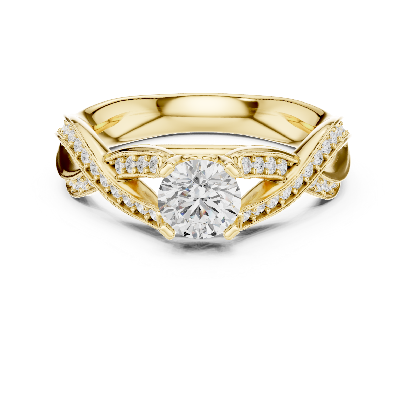  Gold Celestial Garland Embrace Ring Front View