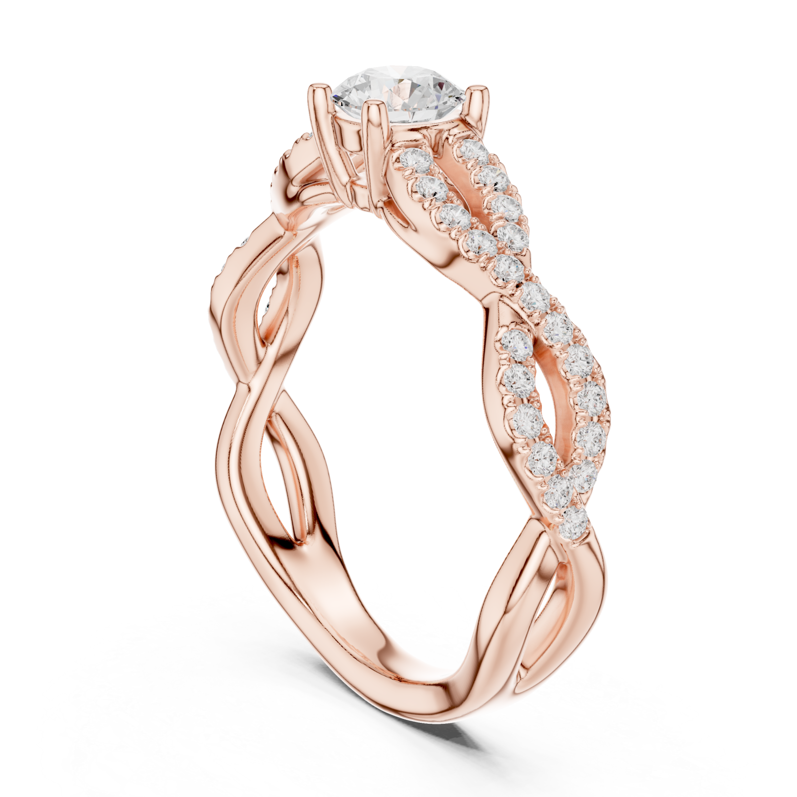  Rose Gold Celestial Infinity Embrace Engagement Ring Left View