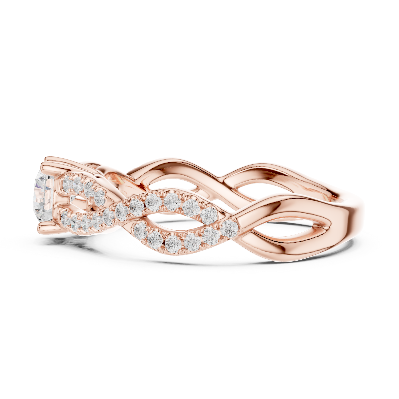  Rose Gold Celestial Infinity Embrace Engagement Ring Side View