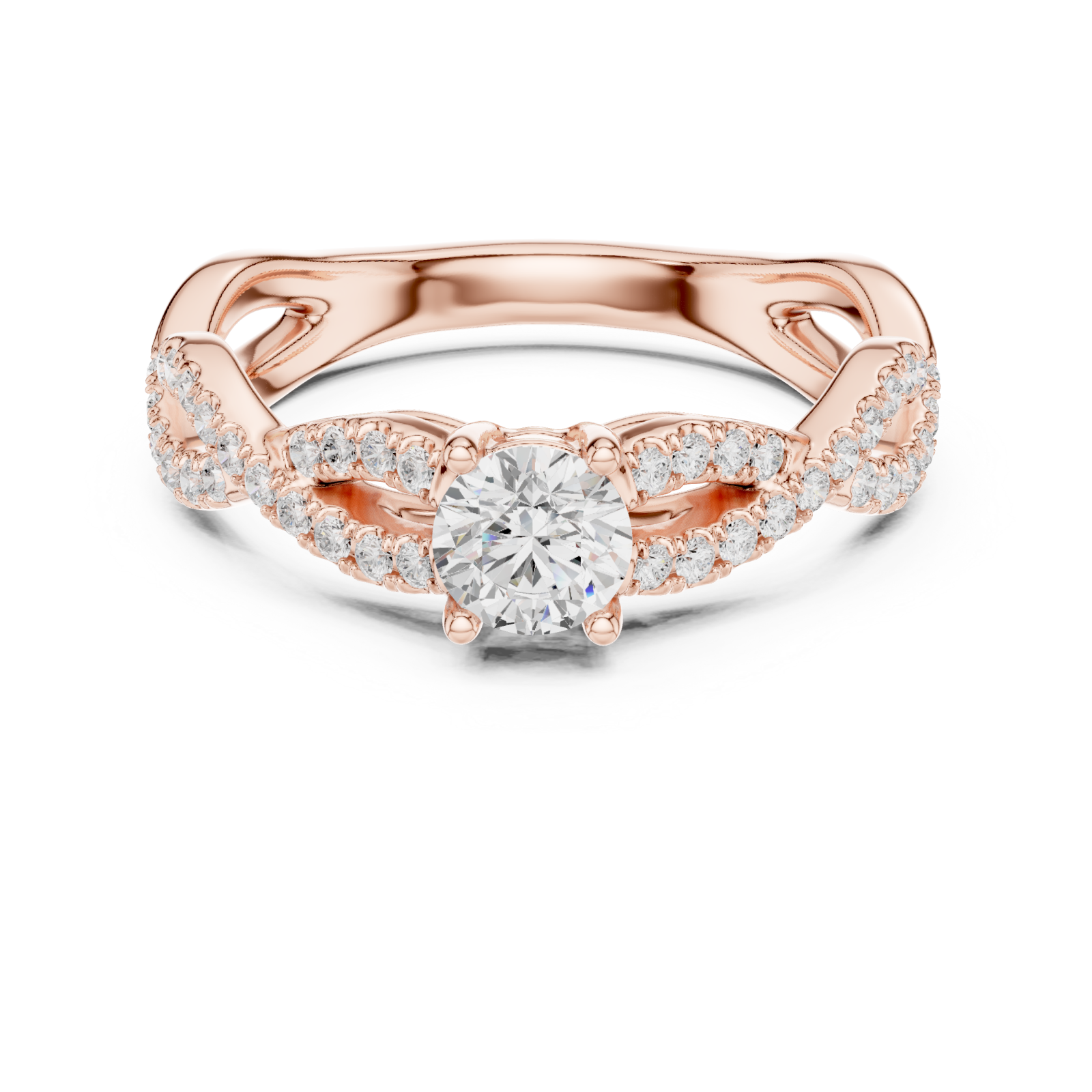  Rose Gold Celestial Infinity Embrace Engagement Ring Front View