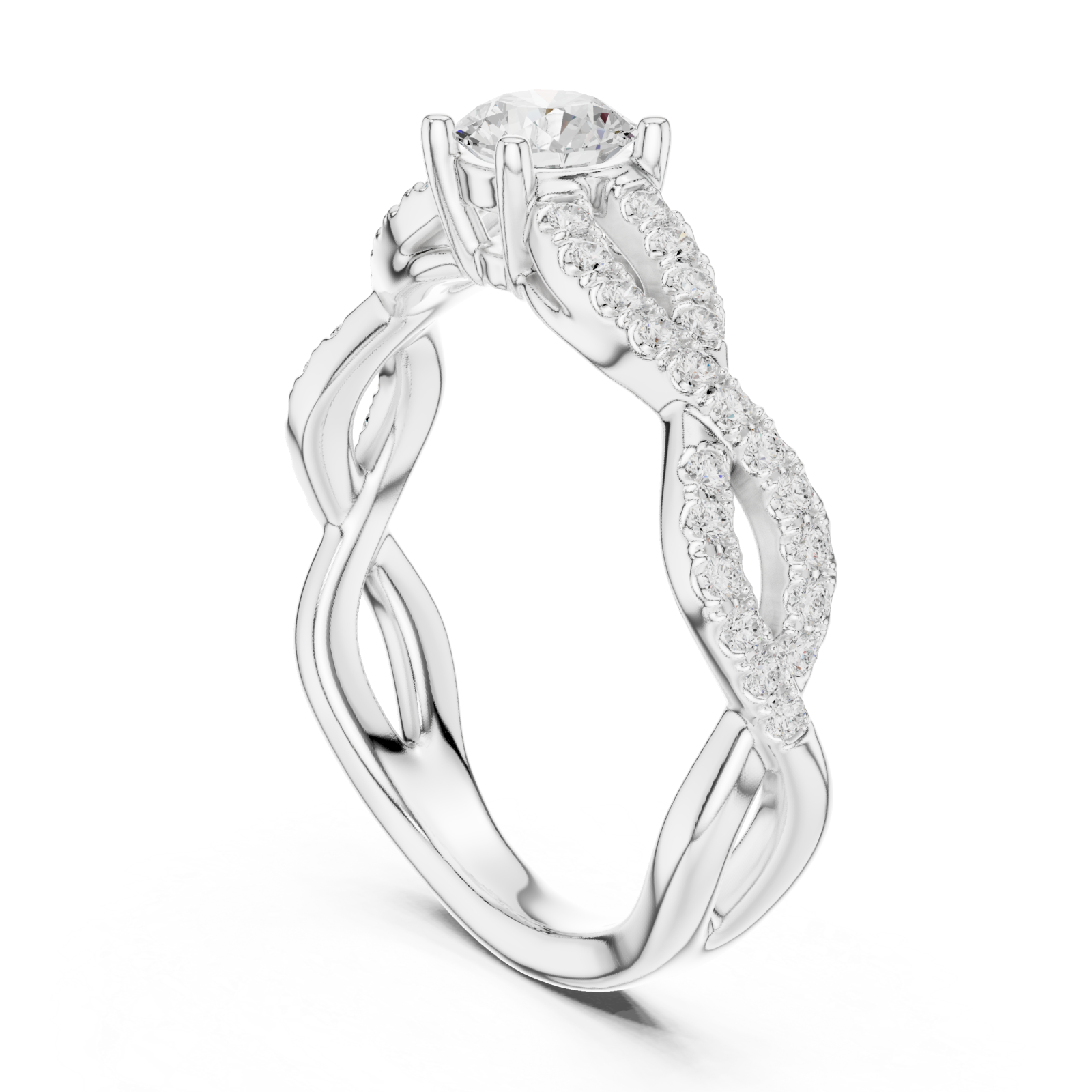  White Gold Celestial Infinity Embrace Engagement Ring Left View