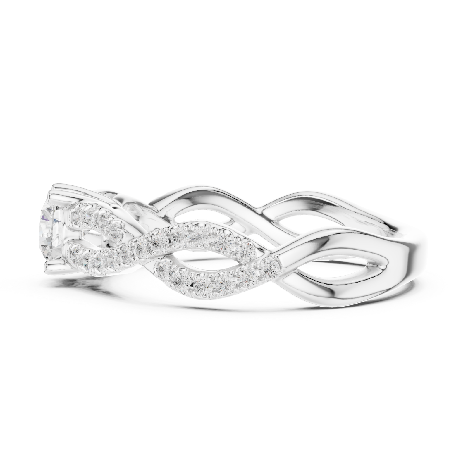  White Gold Celestial Infinity Embrace Engagement Ring Side View