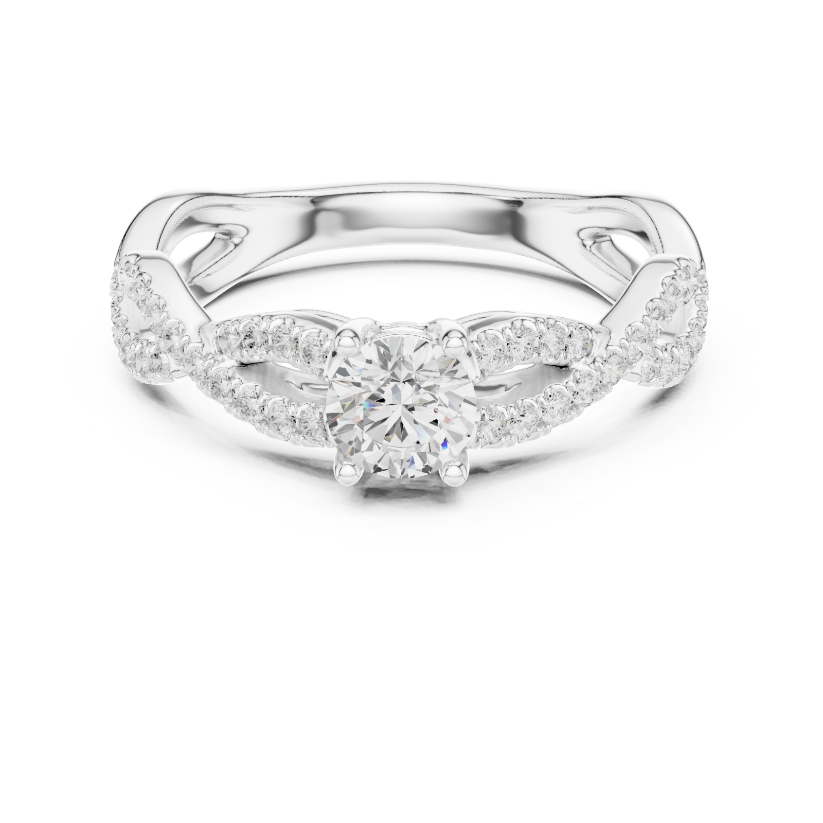  White Gold Celestial Infinity Embrace Engagement Ring Front View