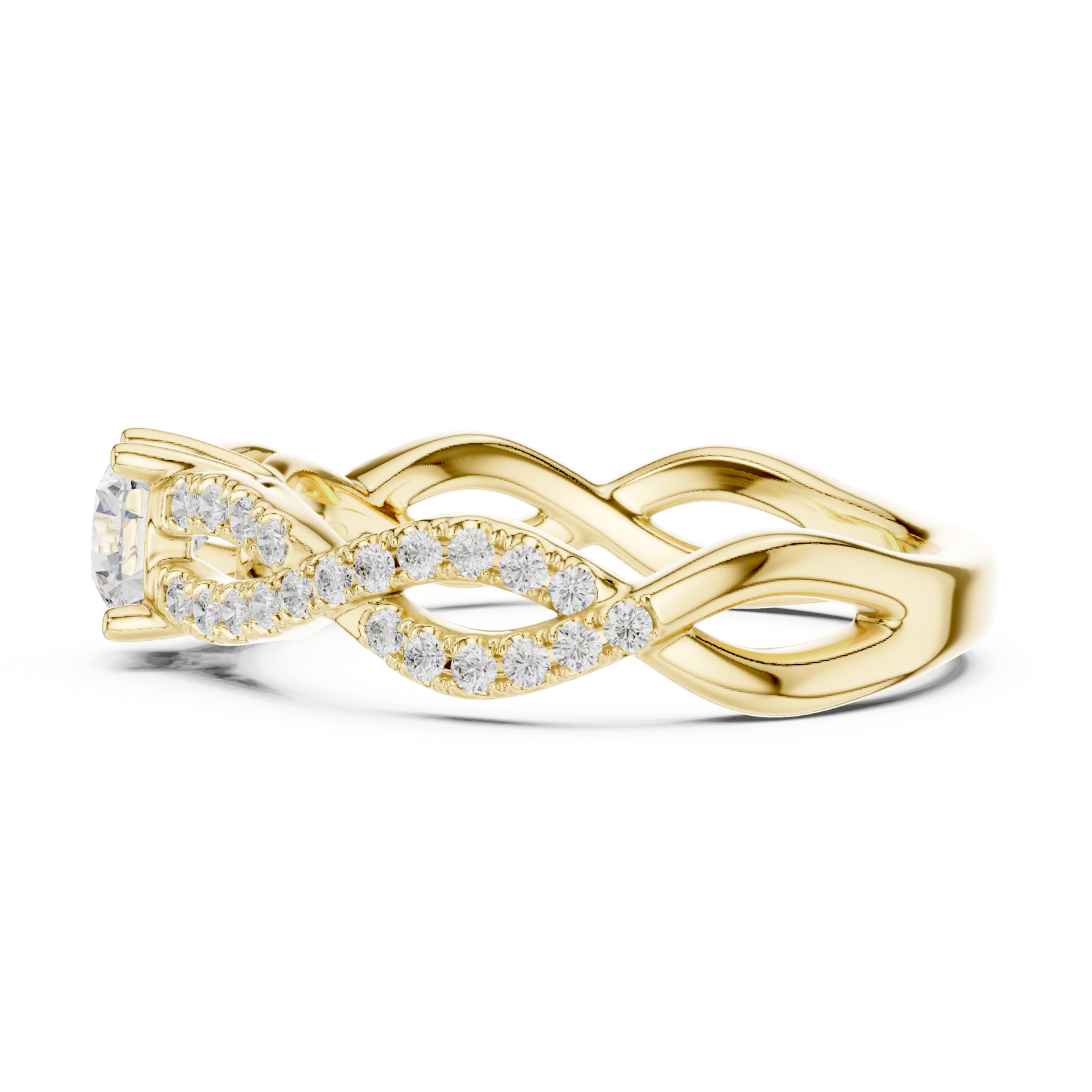  Gold Celestial Infinity Embrace Engagement Ring Side View