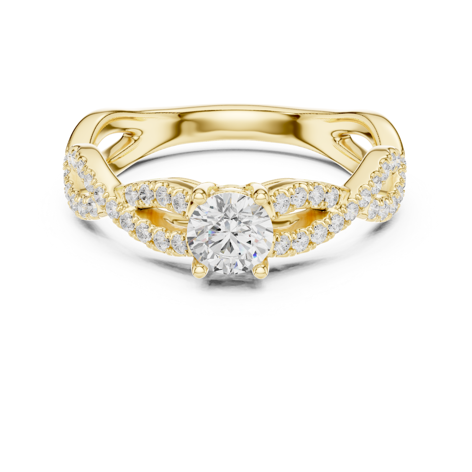  Gold Celestial Infinity Embrace Engagement Ring Front View