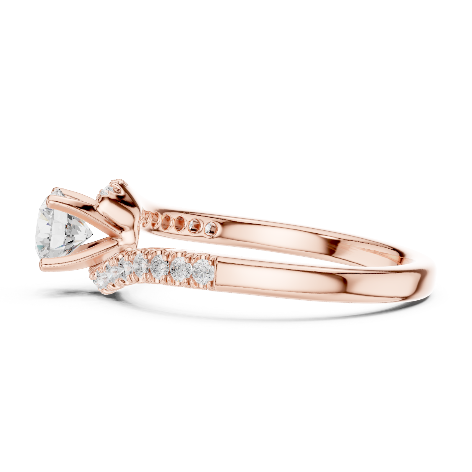  Rose Gold Radiant Embrace Twist Ring Side View