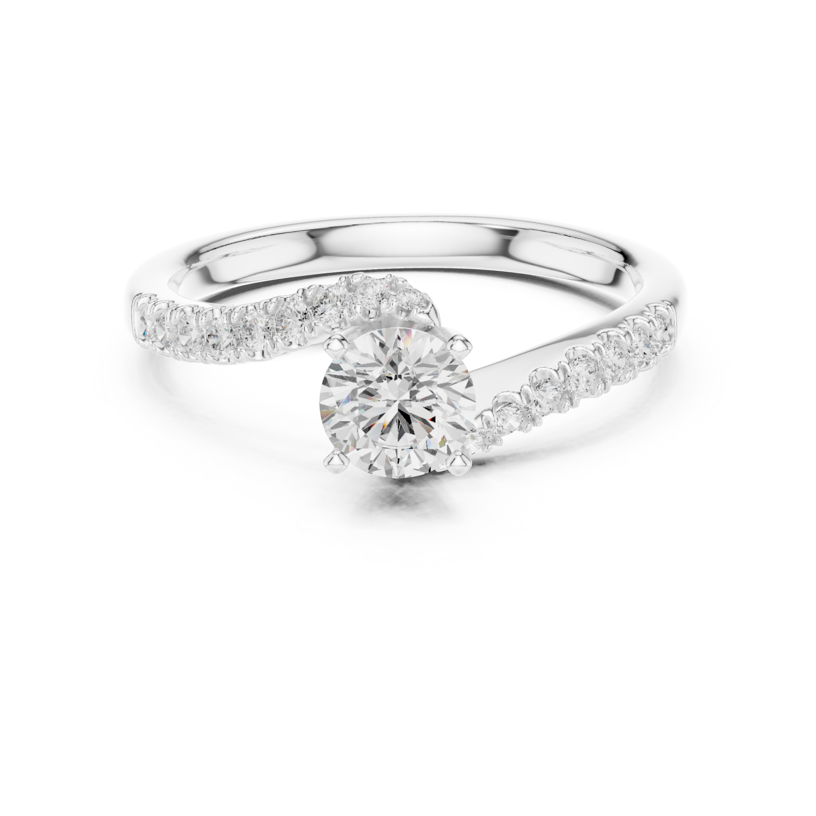  White Gold Radiant Embrace Twist Ring Front View