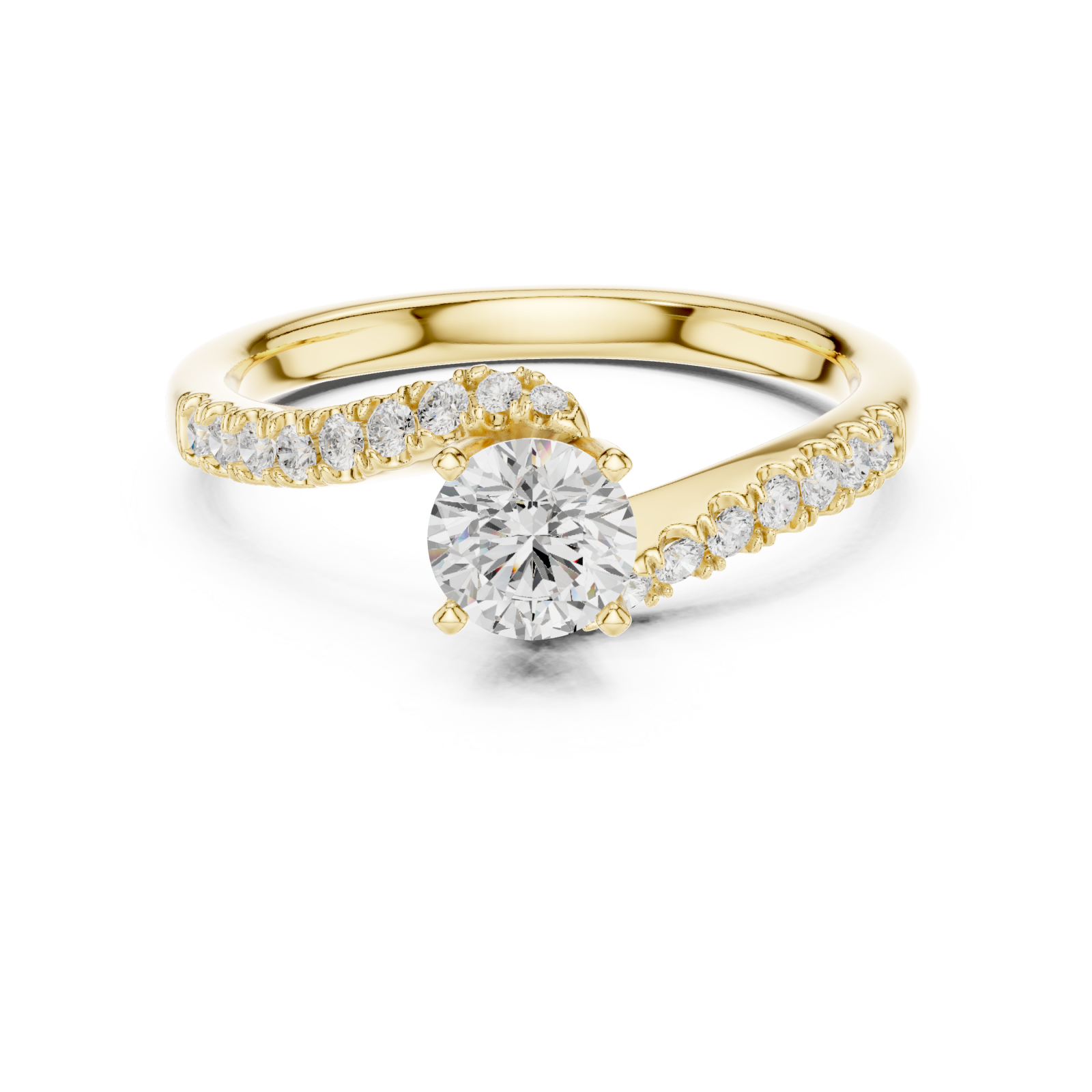  Gold Radiant Embrace Twist Ring Front View