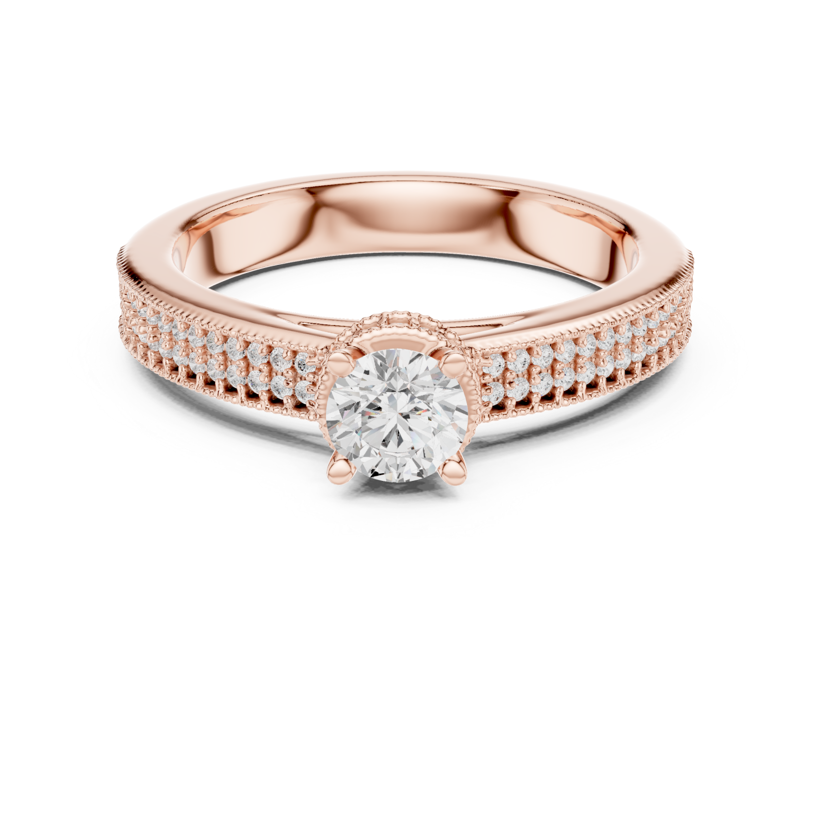  Rose Gold Twilight Infinity Embrace Engagement Ring Front View