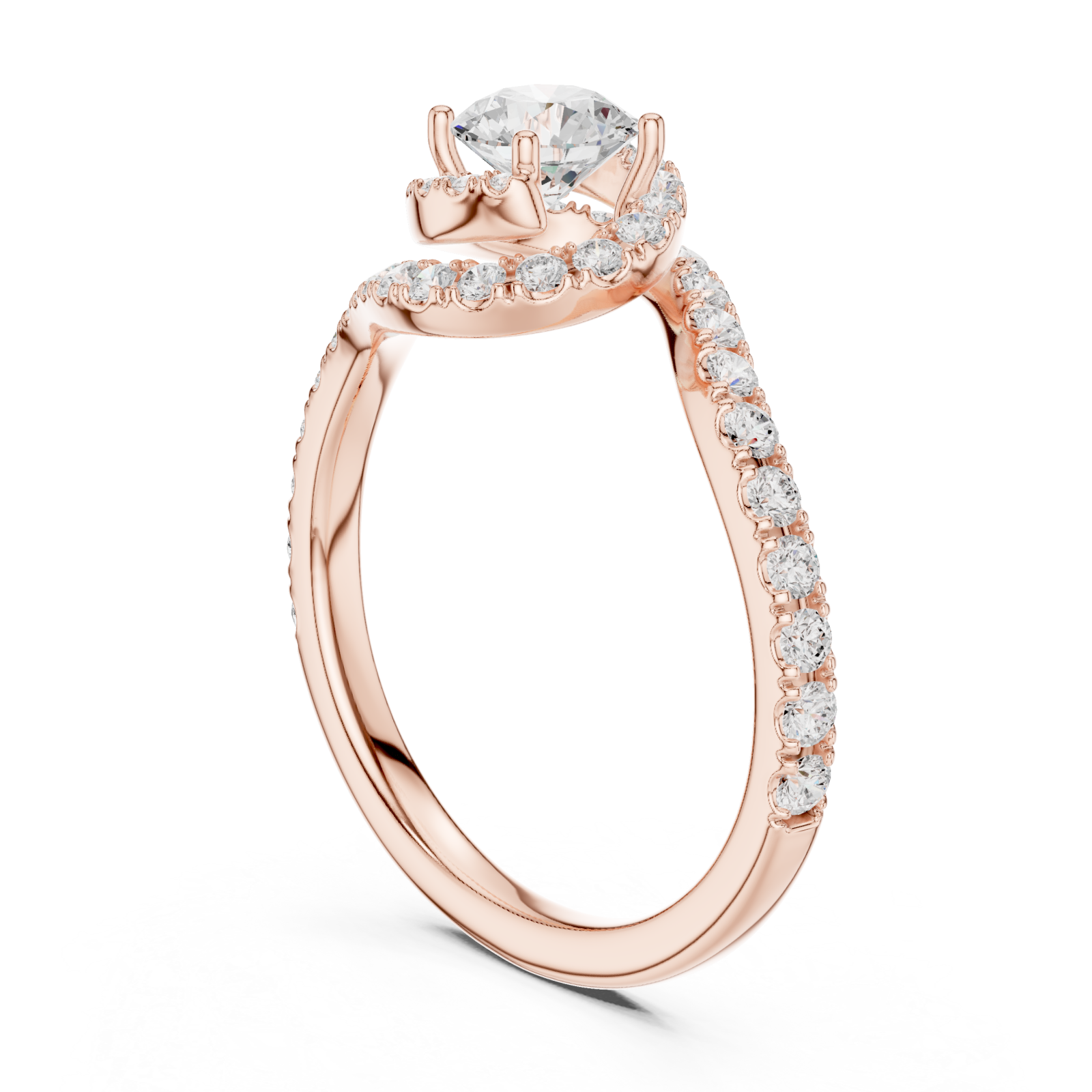  Rose Gold Opulent Contour Glow Accent Ring Left View