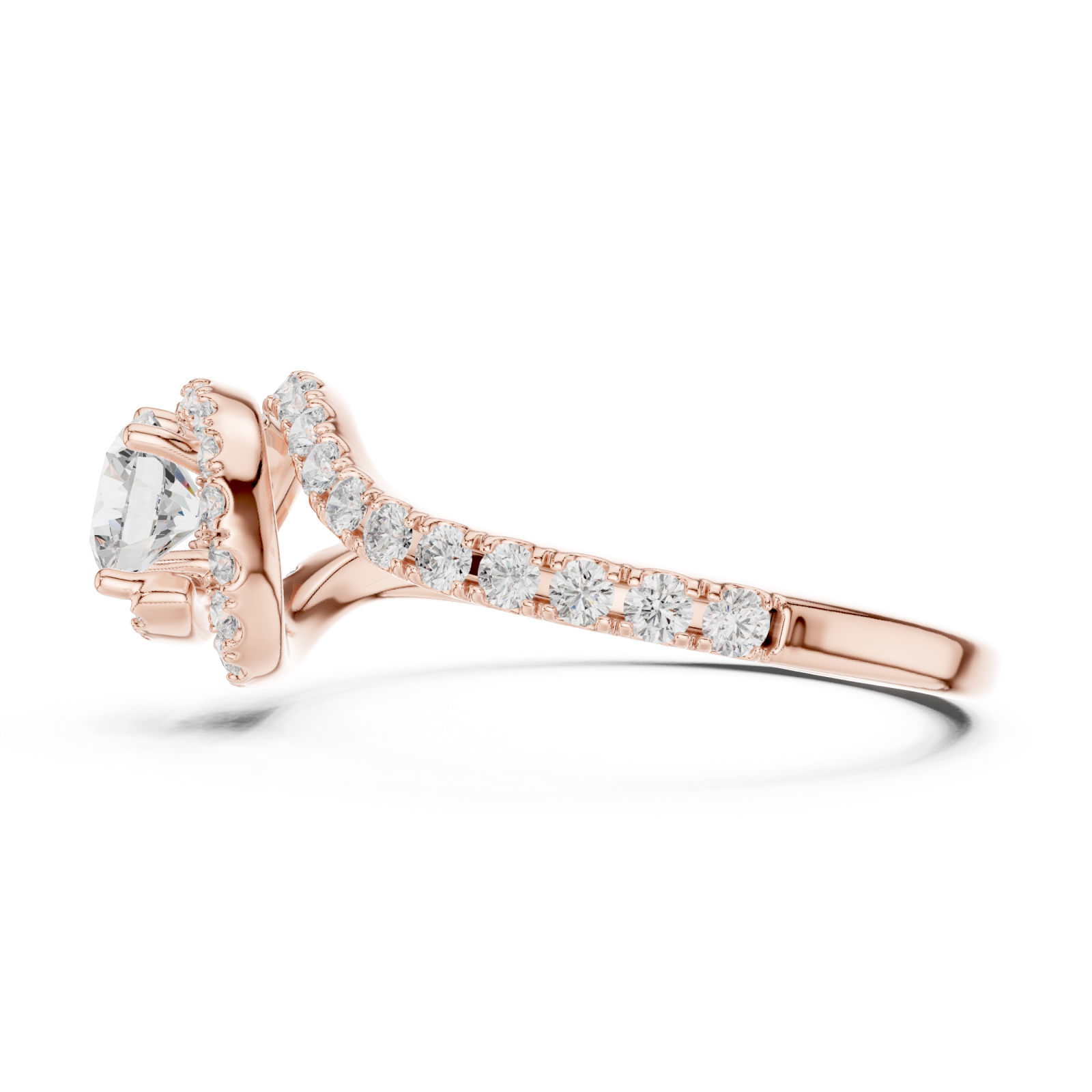  Rose Gold Opulent Contour Glow Accent Ring Side View