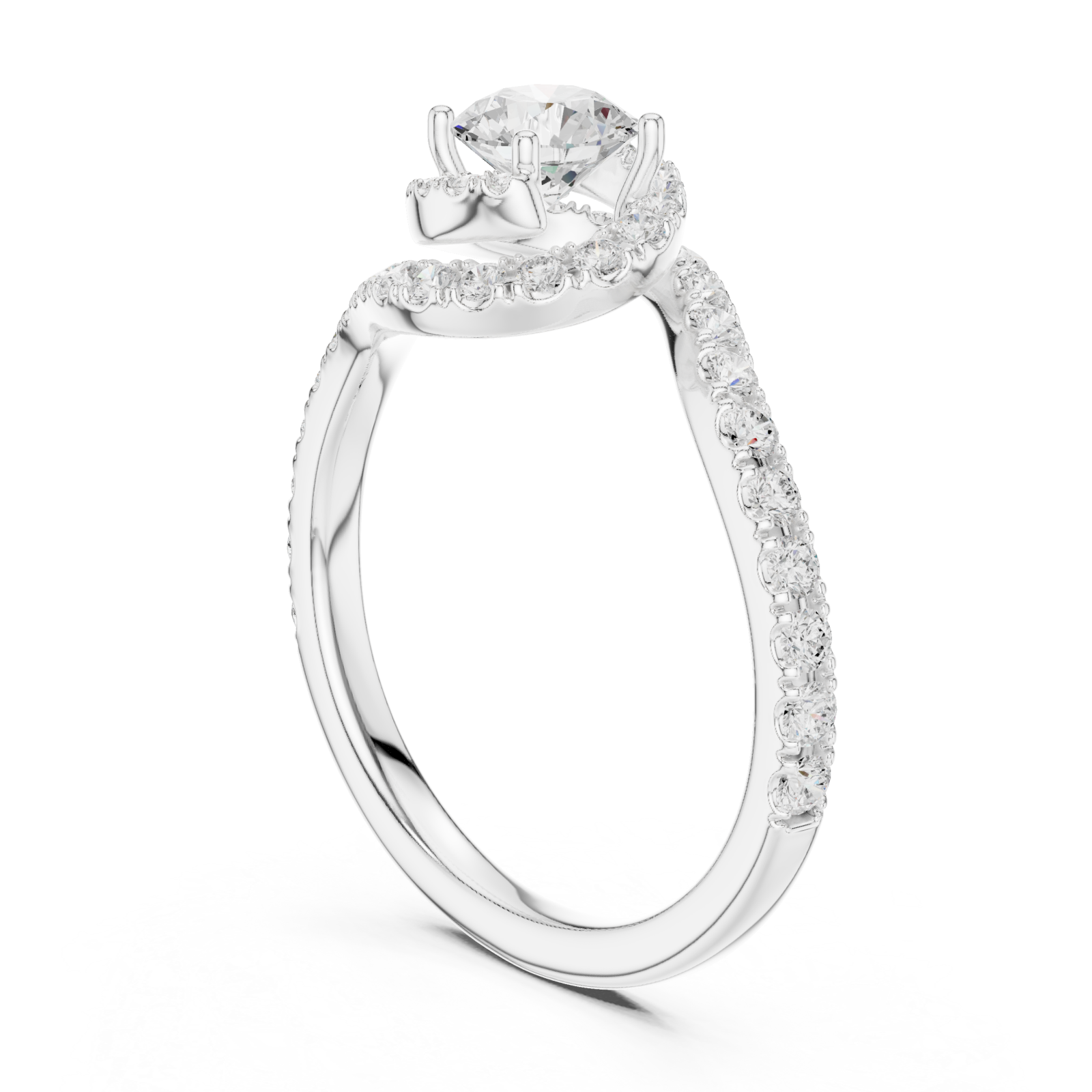  White Gold Opulent Contour Glow Accent Ring Left View