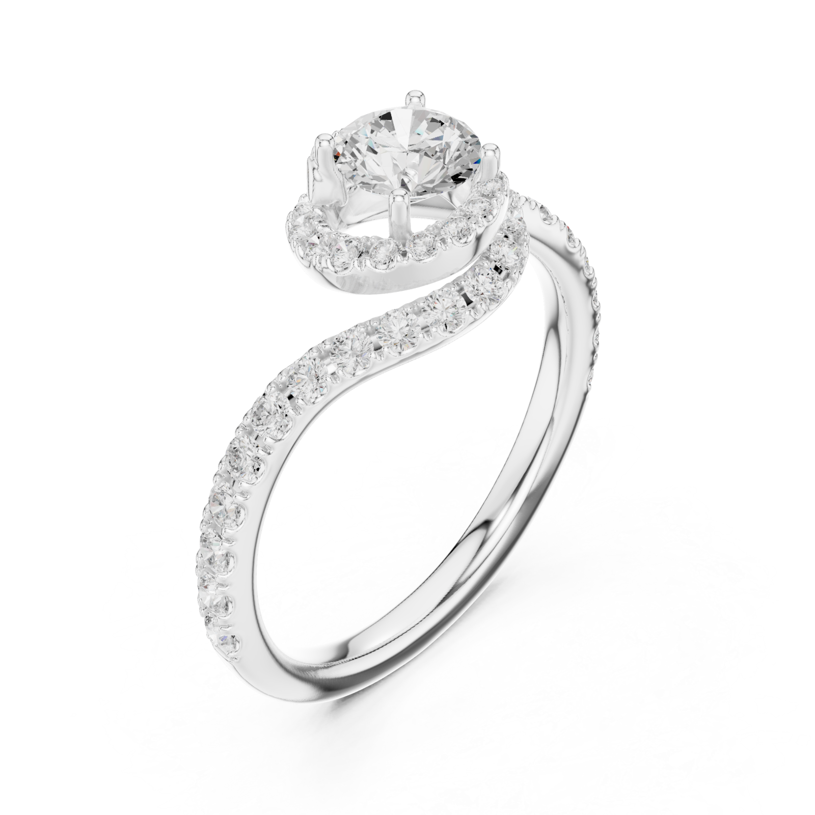  White Gold Opulent Contour Glow Accent Ring Right View