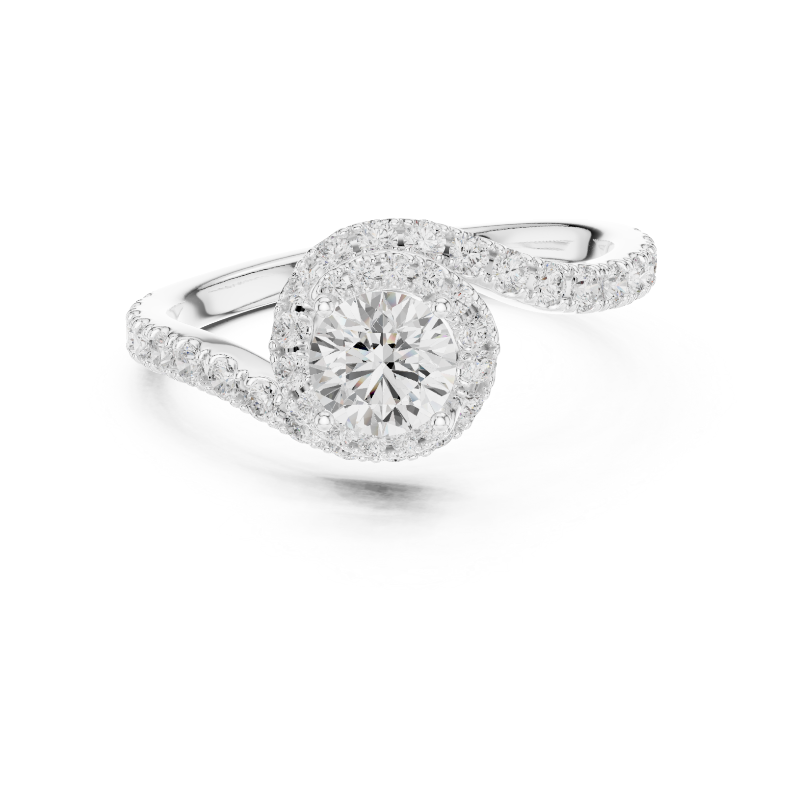  White Gold Opulent Contour Glow Accent Ring Front View