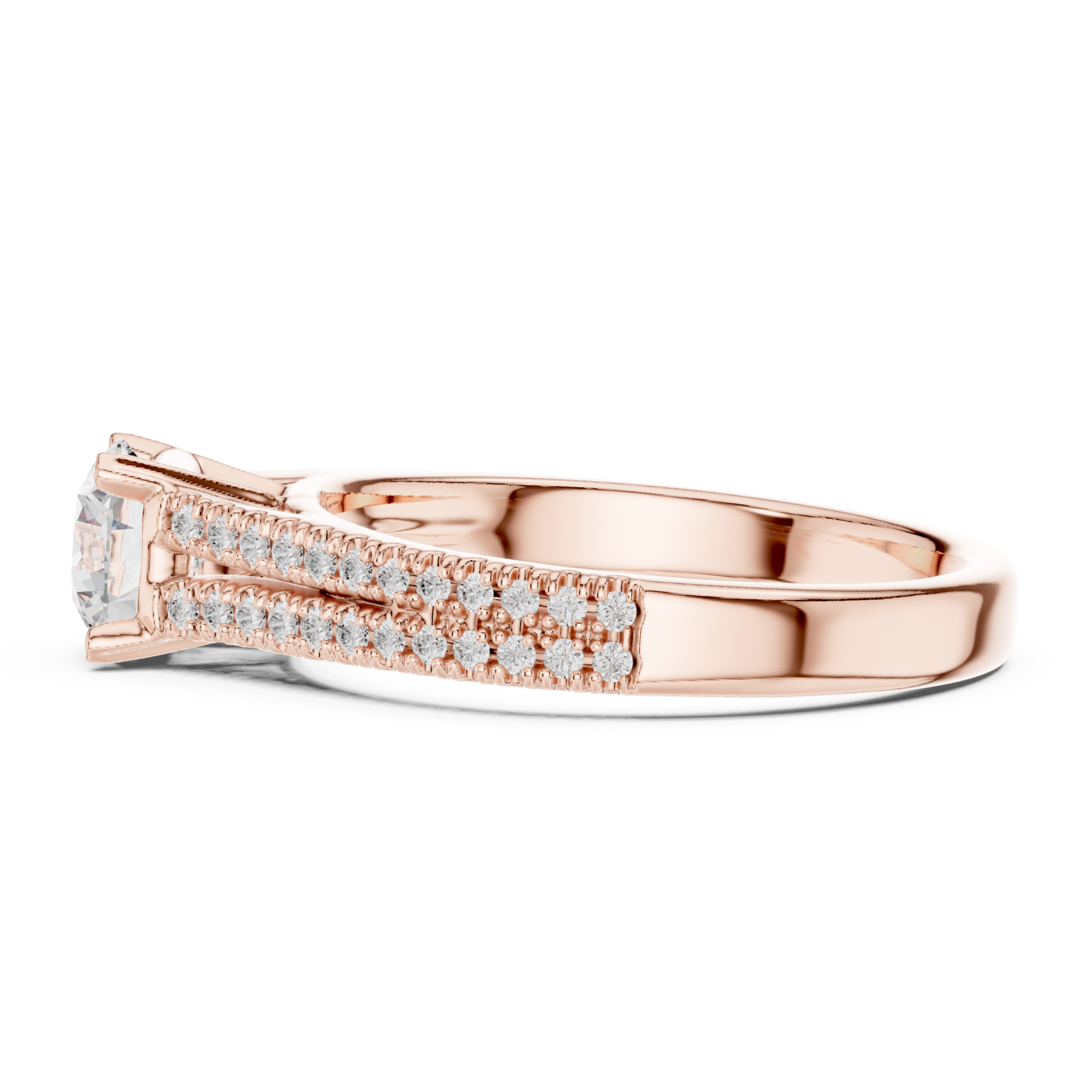  Rose Gold Infinite Elegance Pave Engagement Ring Side View