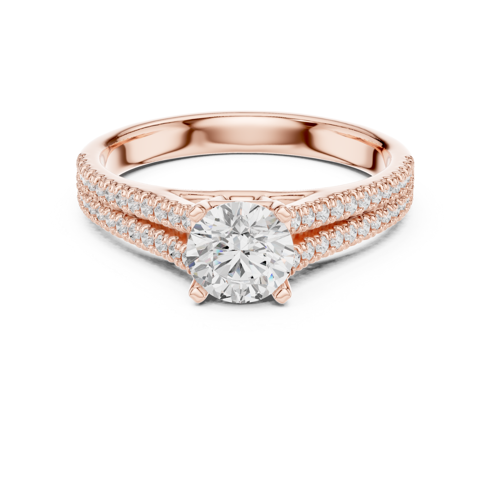  Rose Gold Infinite Elegance Pave Engagement Ring Front View