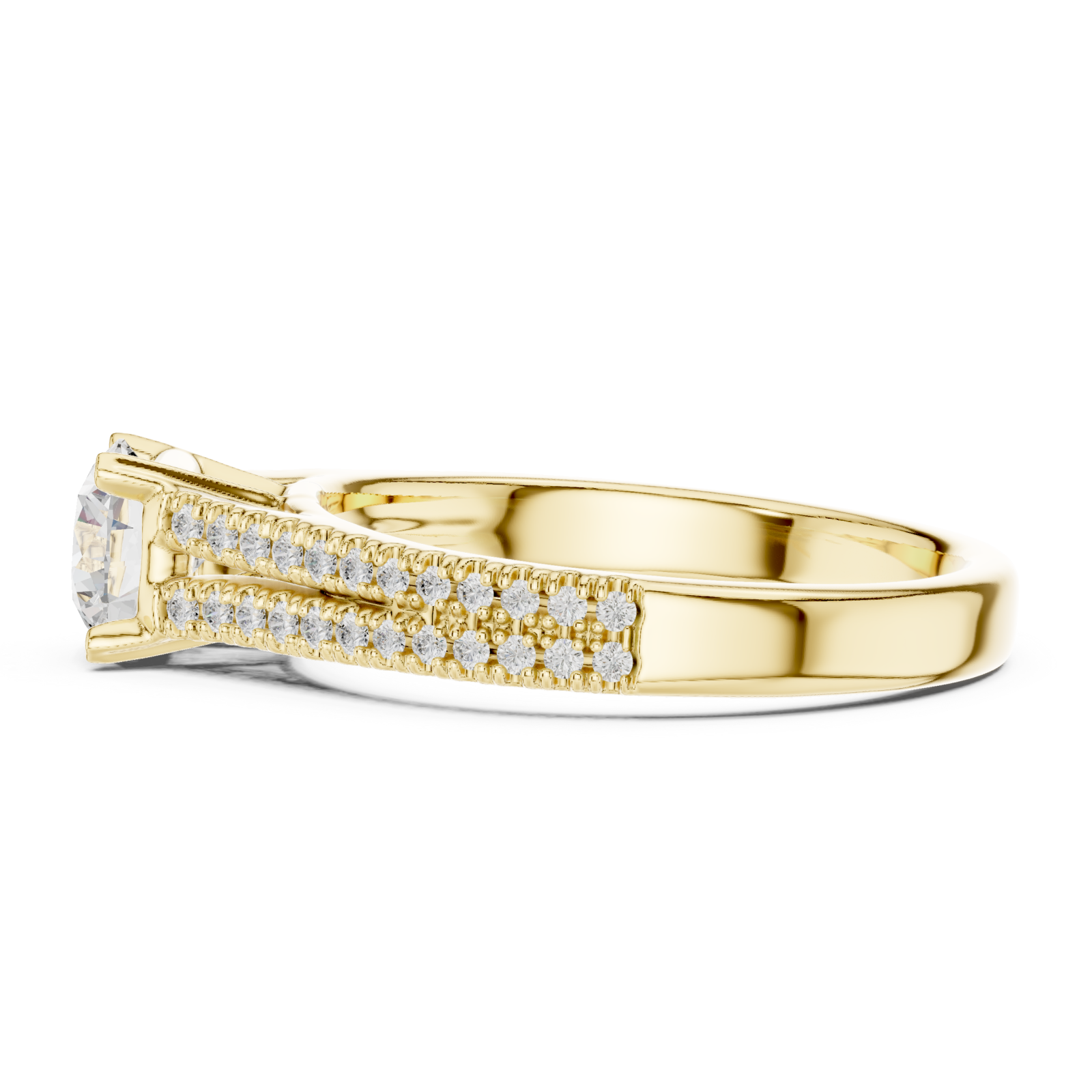  Gold Infinite Elegance Pave Engagement Ring Side View