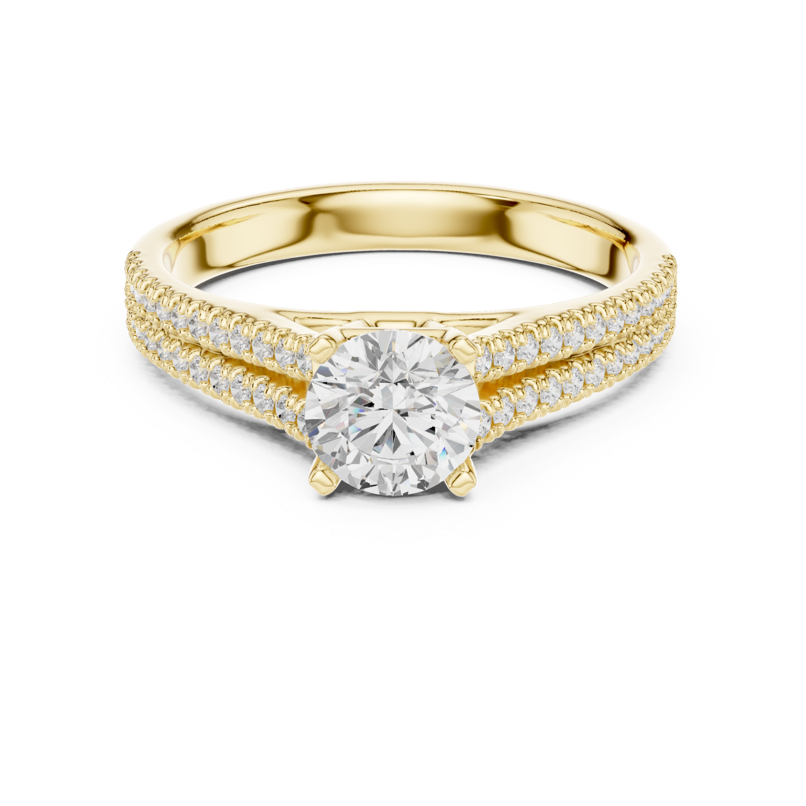  Gold Infinite Elegance Pave Engagement Ring Front View