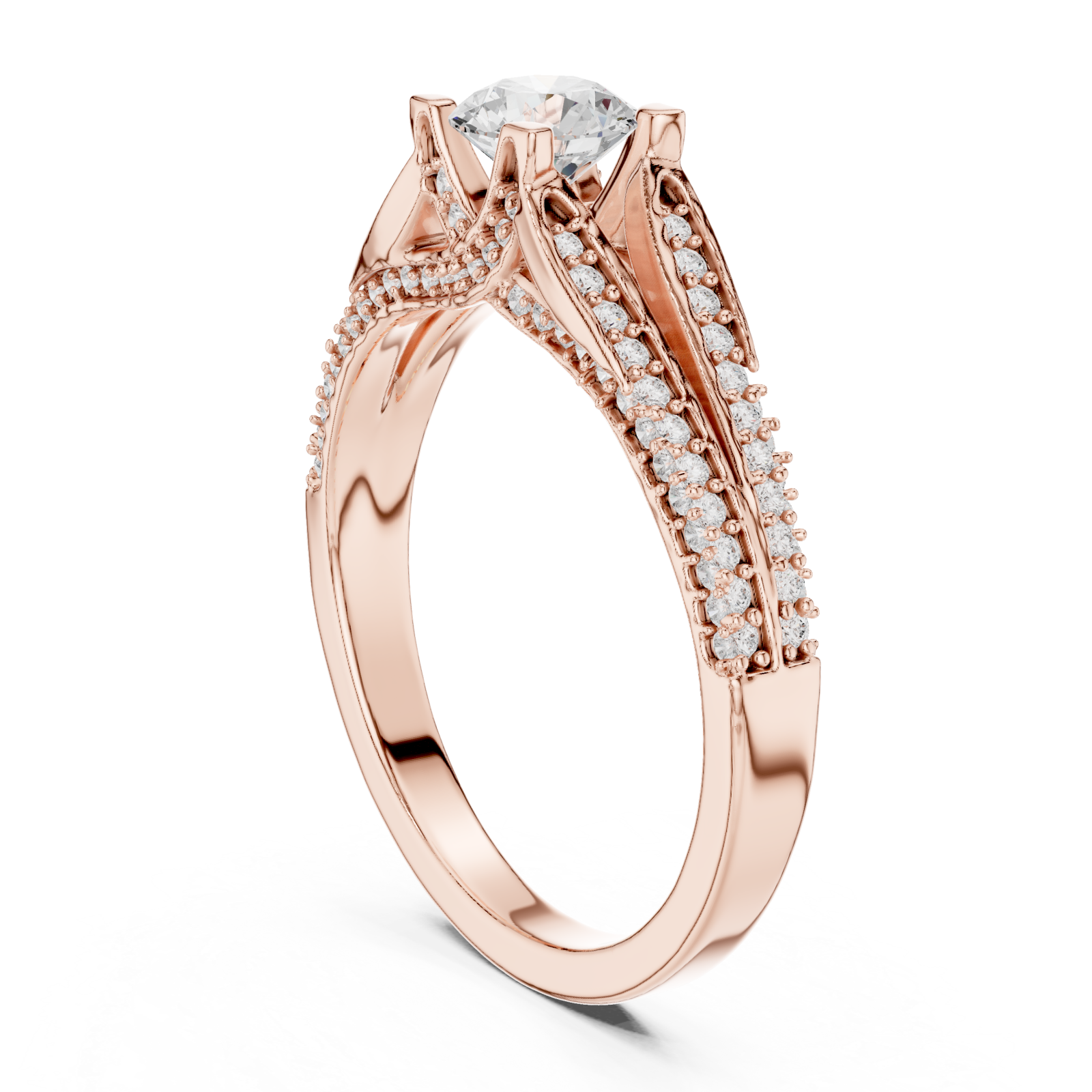  Rose Gold Infinite Grace Solitaire Ring Left View