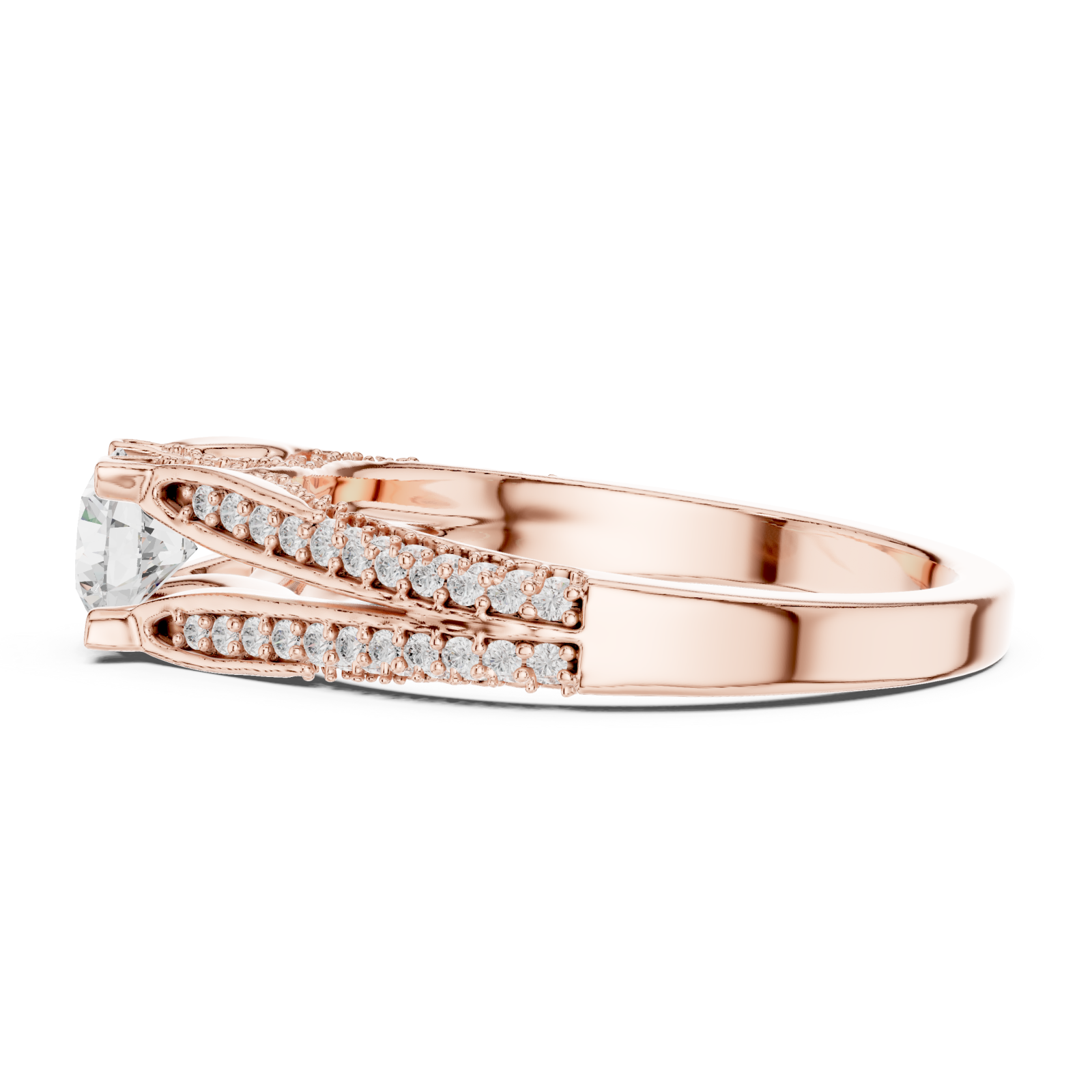  Rose Gold Infinite Grace Solitaire Ring Side View