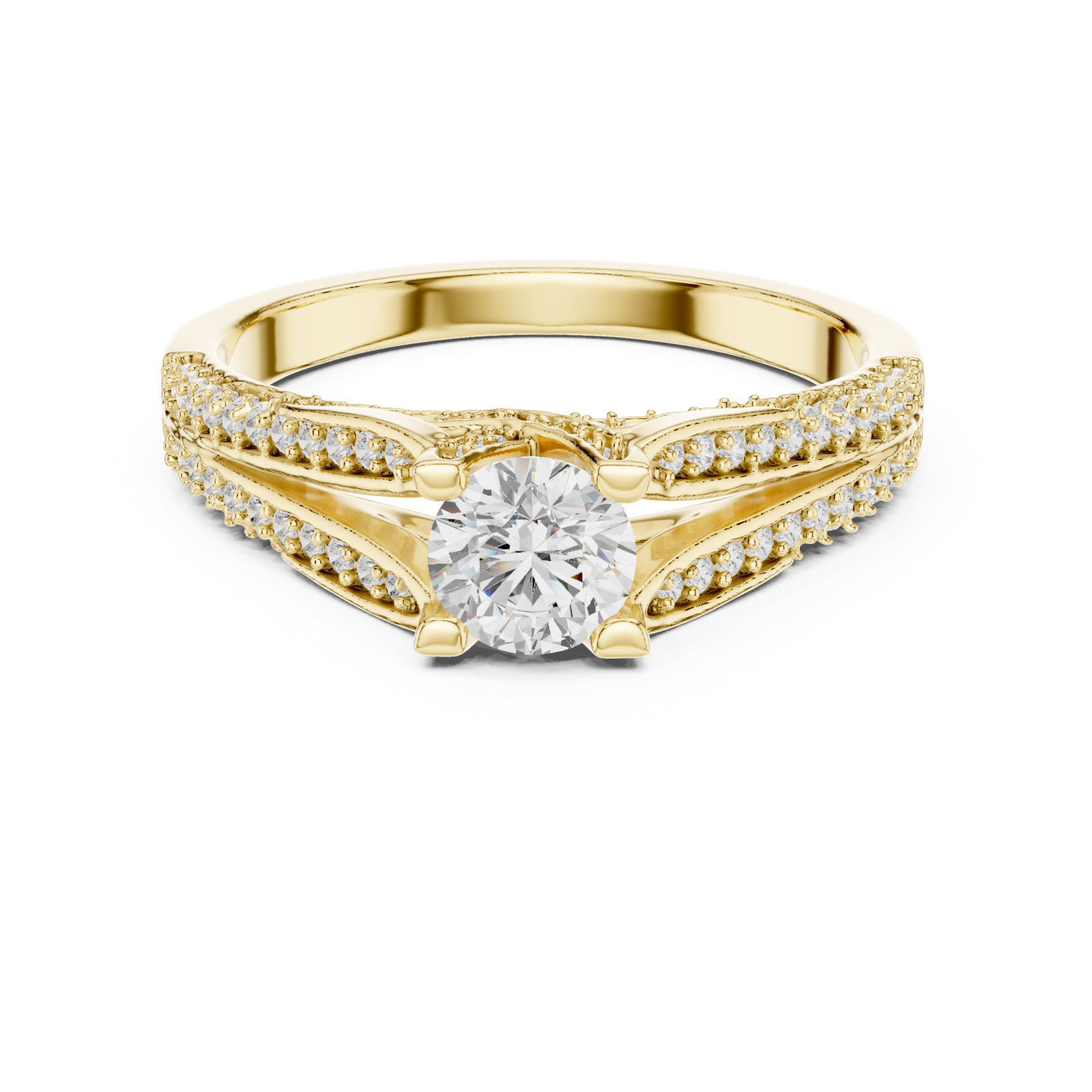  Gold Infinite Grace Solitaire Ring Front View
