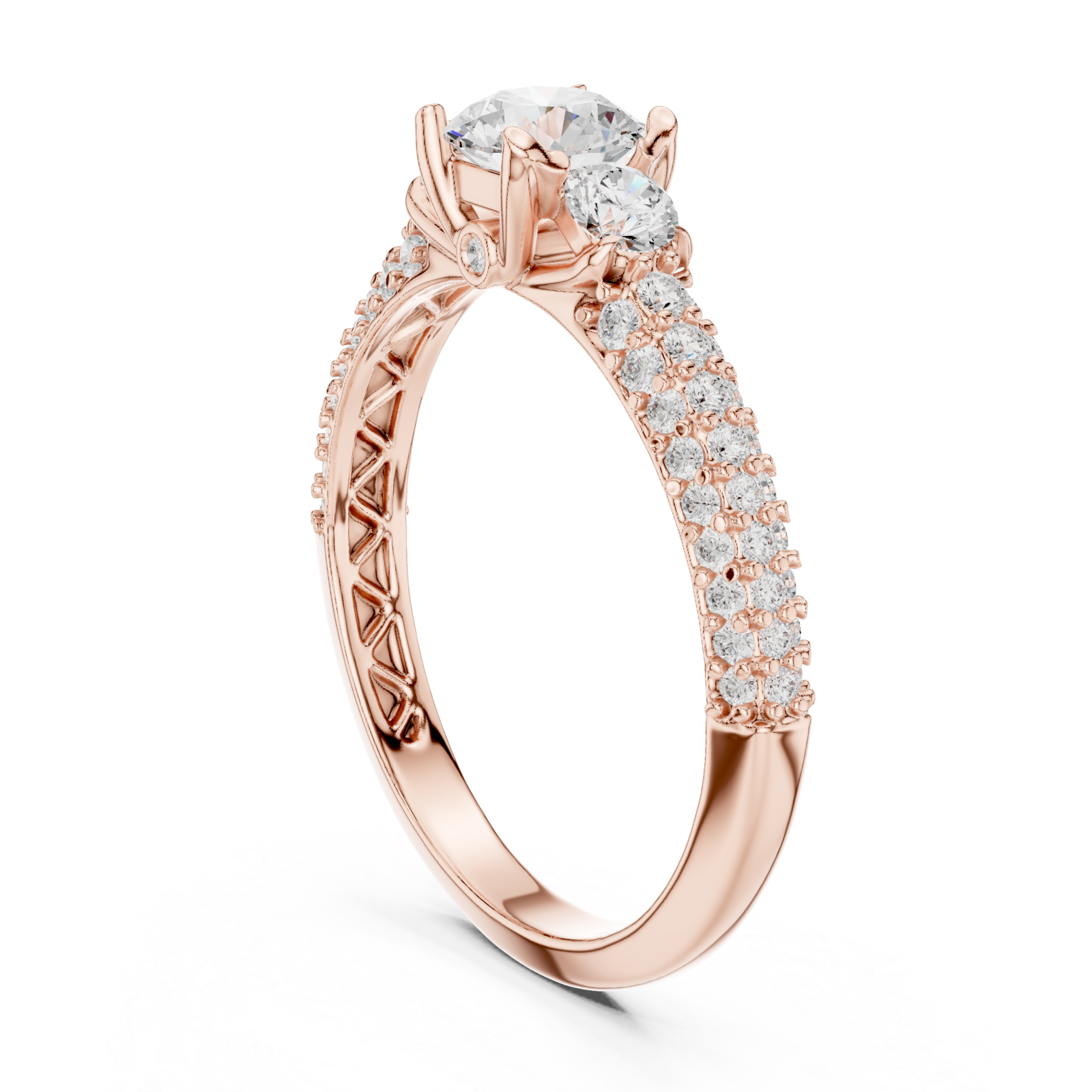  Rose Gold Lumina Signature Crowned Ring Left View