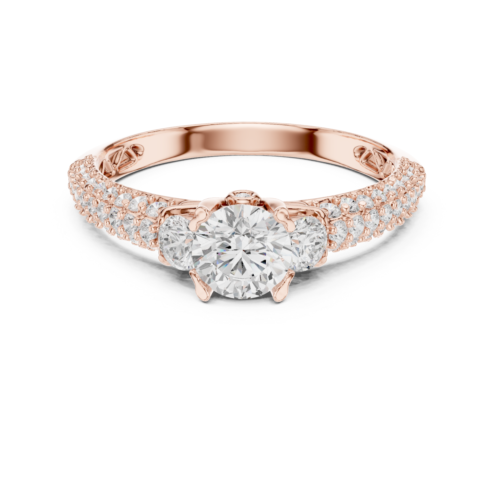  Rose Gold Lumina Signature Crowned Ring Front View