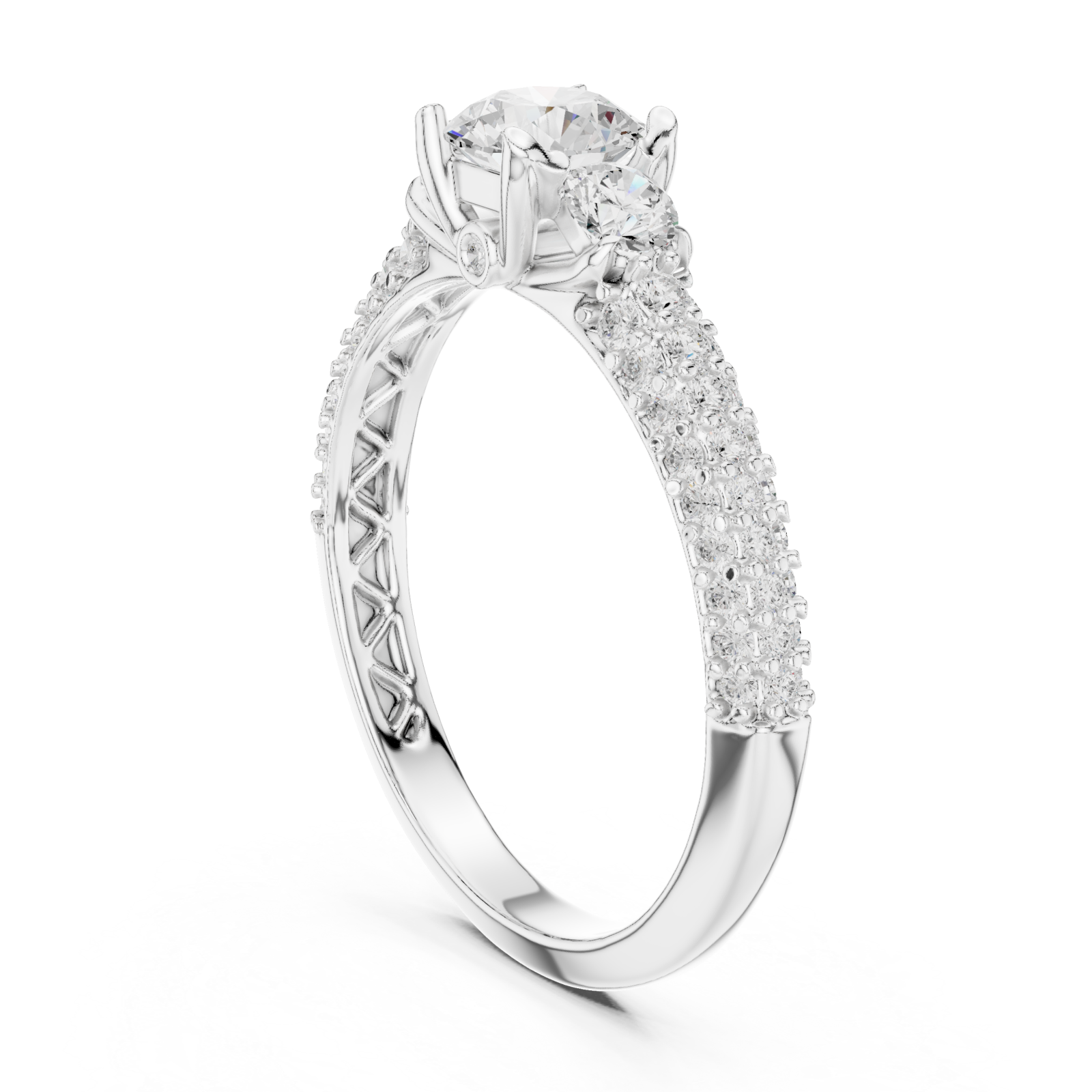  White Gold Lumina Signature Crowned Ring Left View