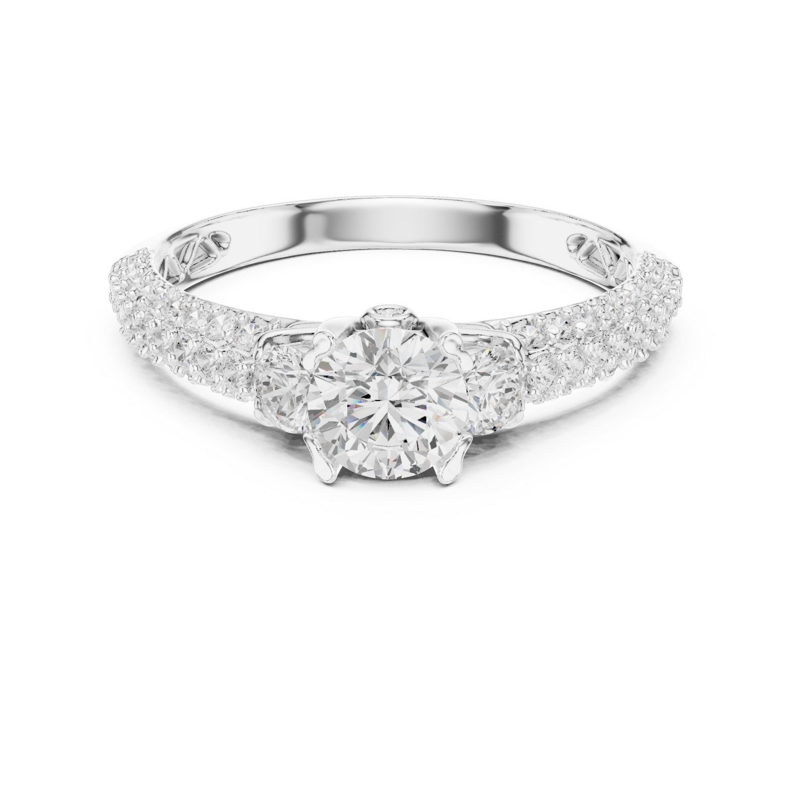  White Gold Lumina Signature Crowned Ring Front View