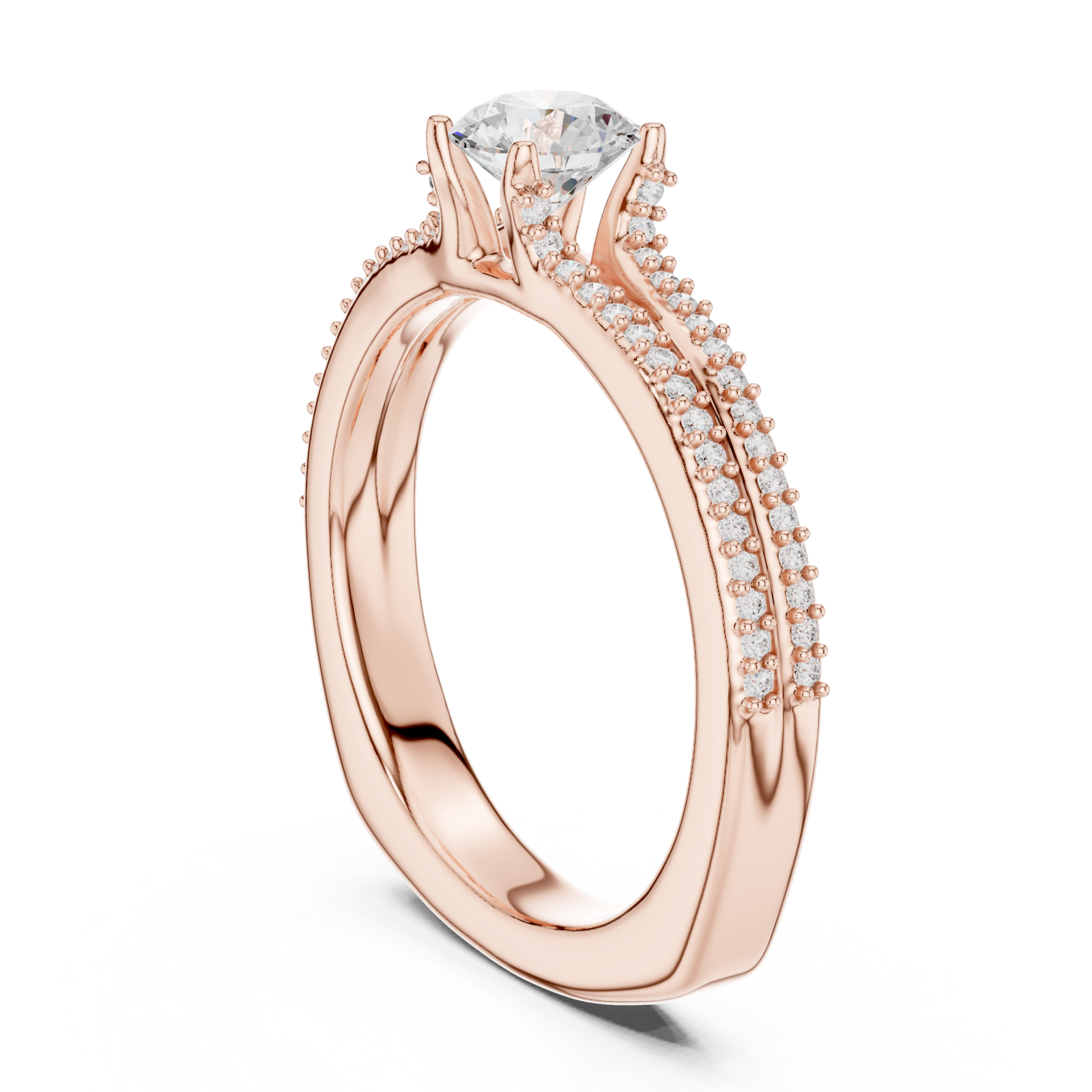  Rose Gold Brilliant Embrace Halo Accent Engagement Ring Left View