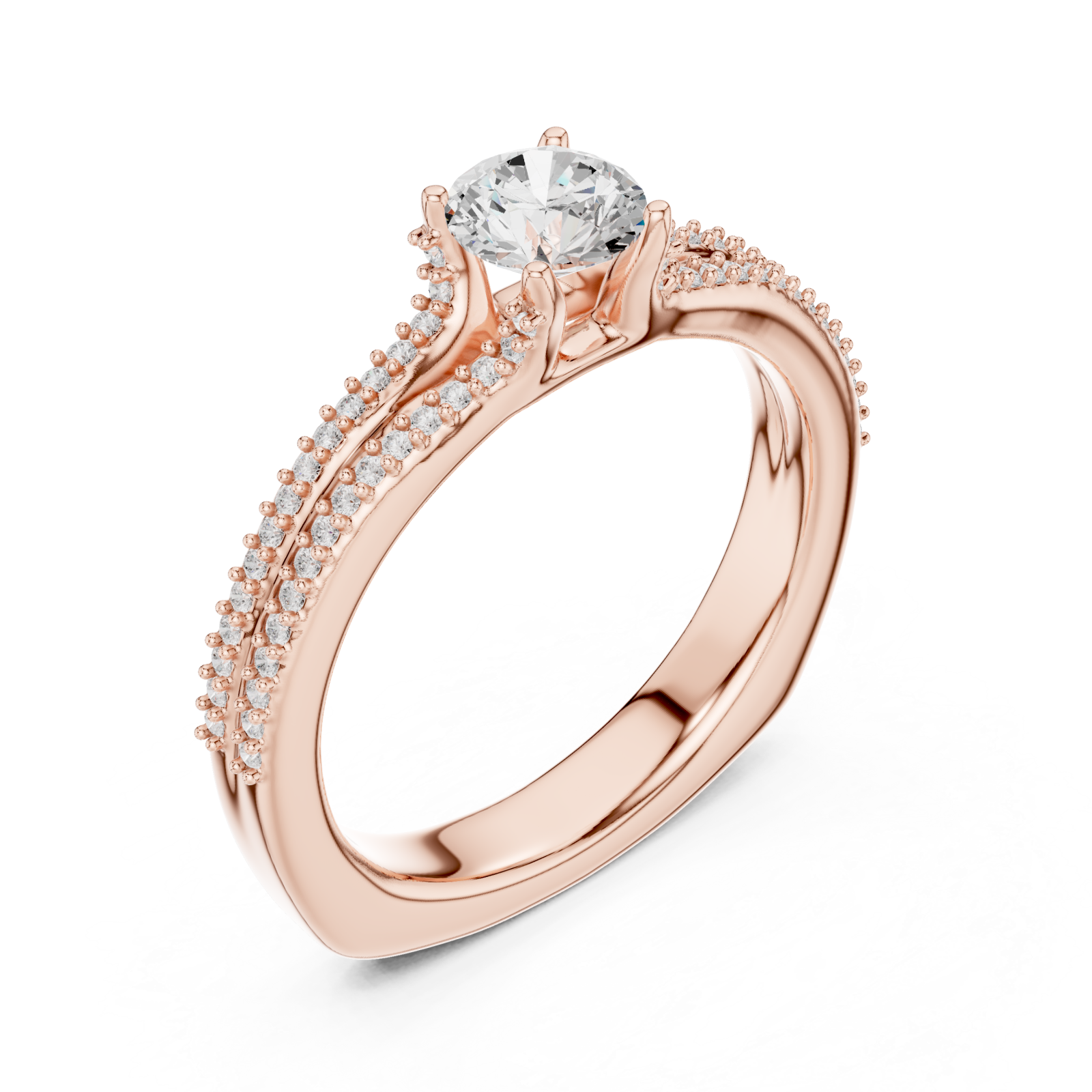  Rose Gold Brilliant Embrace Halo Accent Engagement Ring Right View