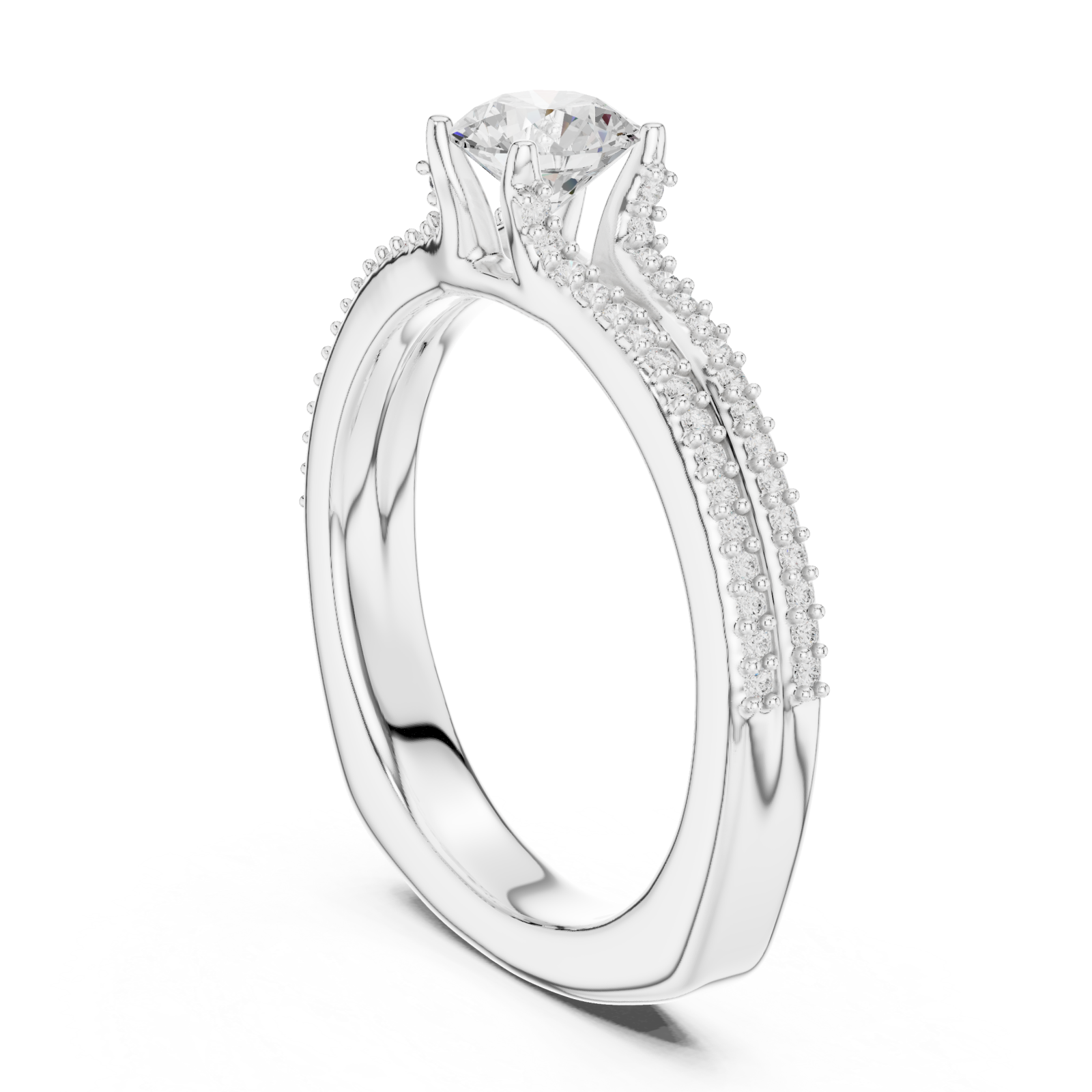  White Gold Brilliant Embrace Halo Accent Engagement Ring Left View