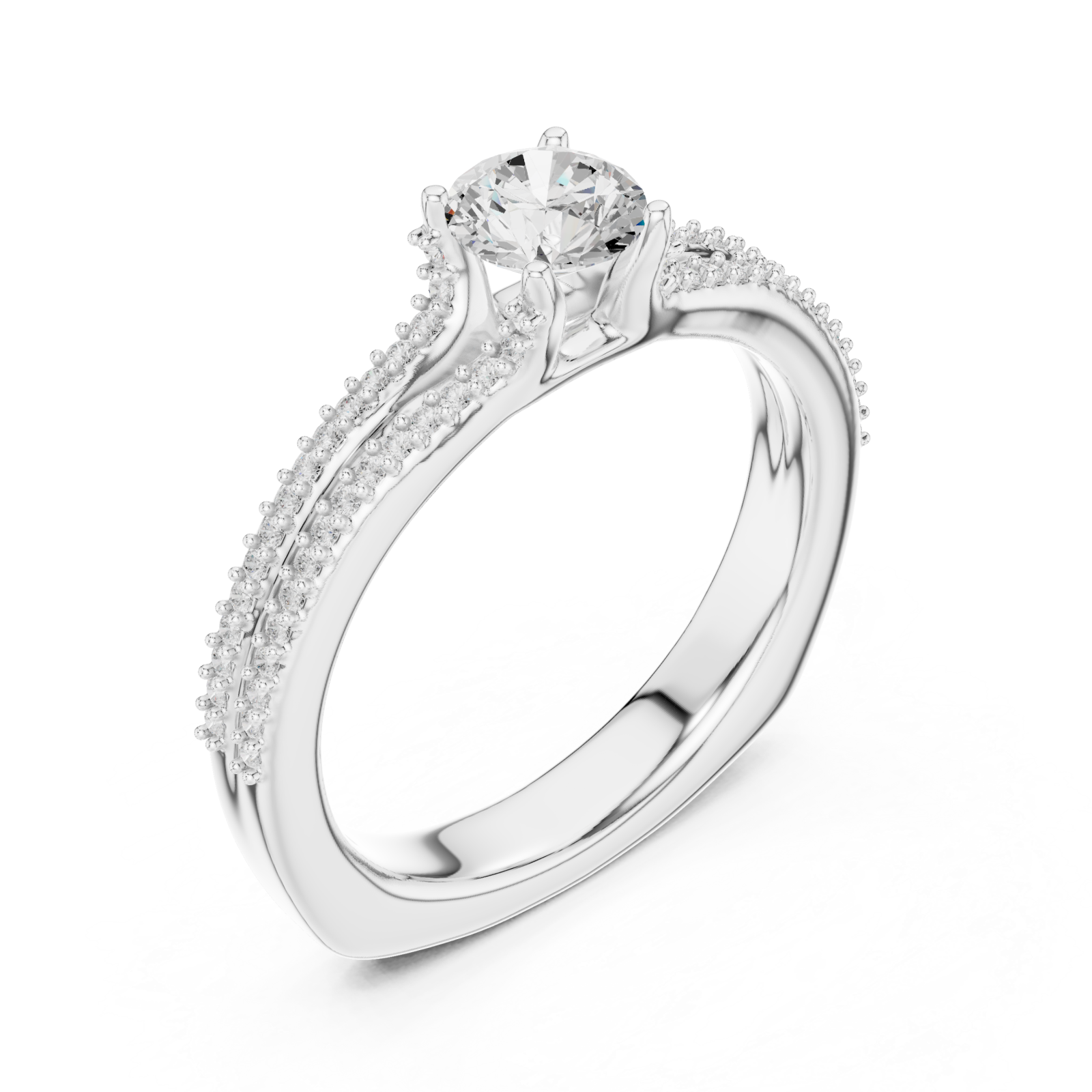  White Gold Brilliant Embrace Halo Accent Engagement Ring Right View