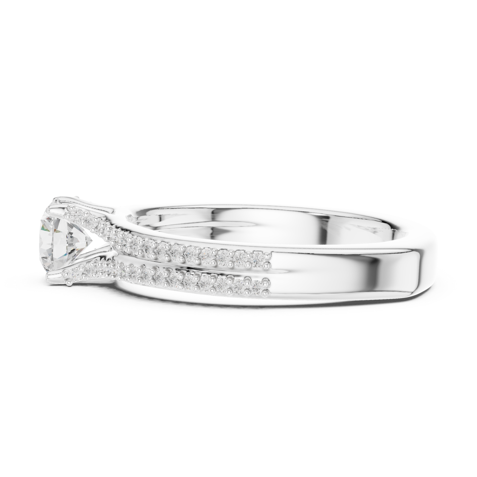  White Gold Brilliant Embrace Halo Accent Engagement Ring Side View
