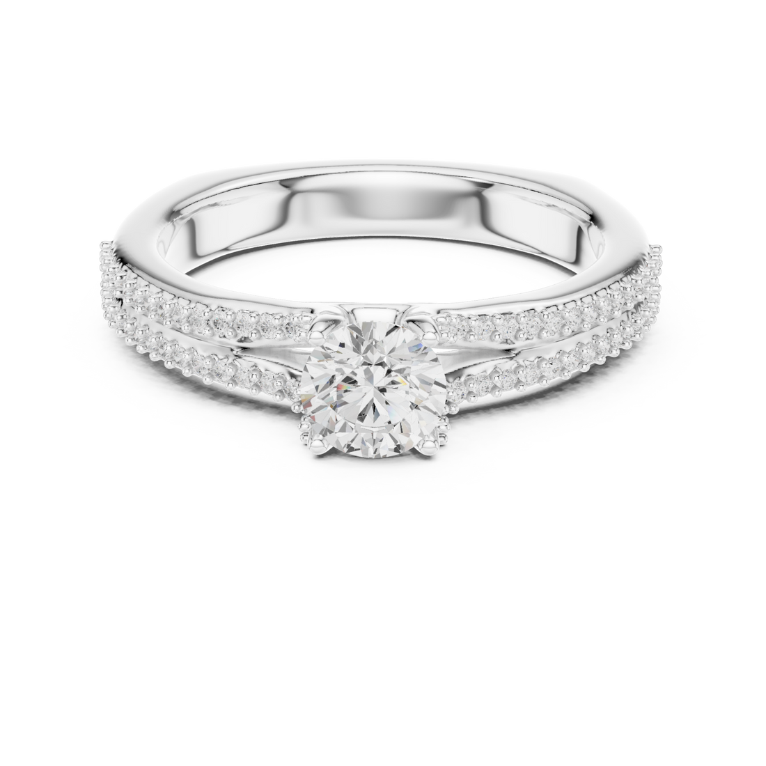  White Gold Brilliant Embrace Halo Accent Engagement Ring Right View