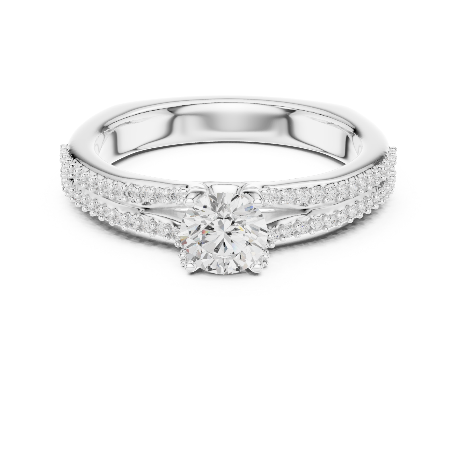  White Gold Brilliant Embrace Halo Accent Engagement Ring Front View