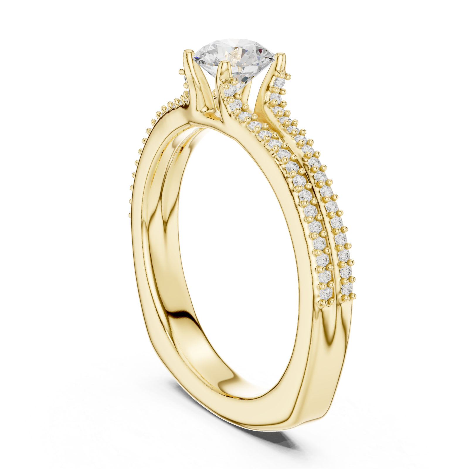  Gold Brilliant Embrace Halo Accent Engagement Ring Left View