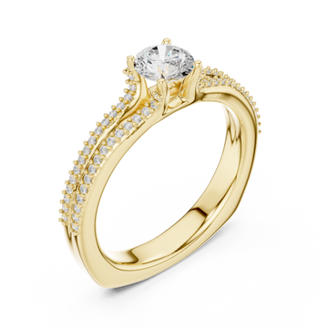 Gold Brilliant Embrace Halo Accent Engagement Ring Right View